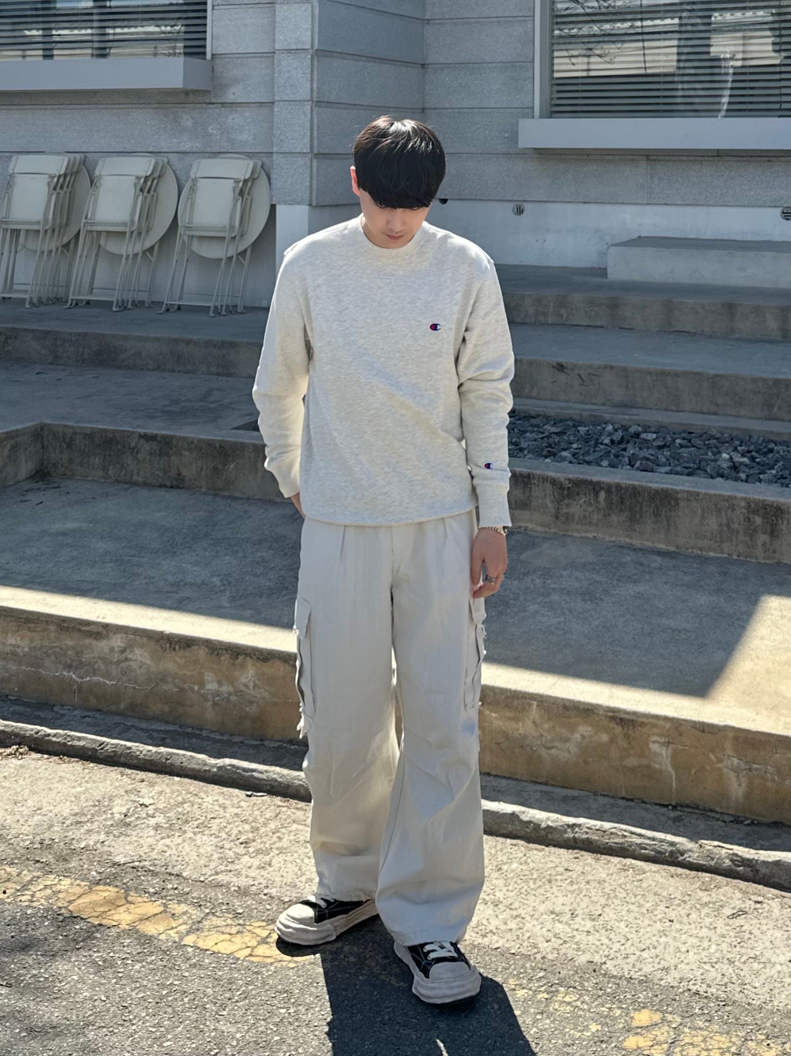 Maison Mihara Yasuhiro Peterson VL OG Sole Canvas Low-top Sneakers Black 착용 스타일 - 2