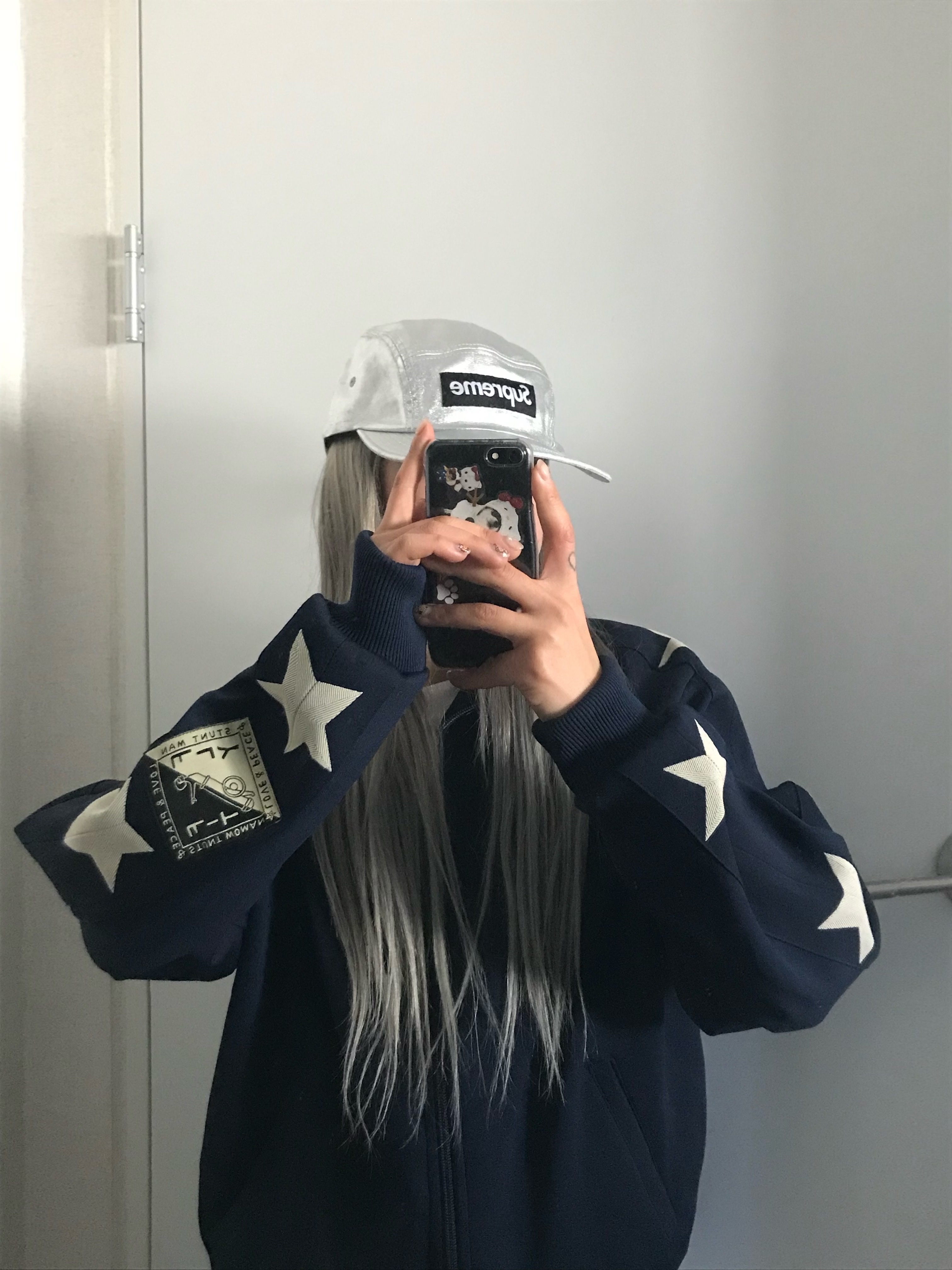 Supreme Washed Chino Twill Camp Cap Silver - 25SS, Kapital Smooth Jersey Stuntman & Woman Track Jacket Navy 착용 스타일 - 2