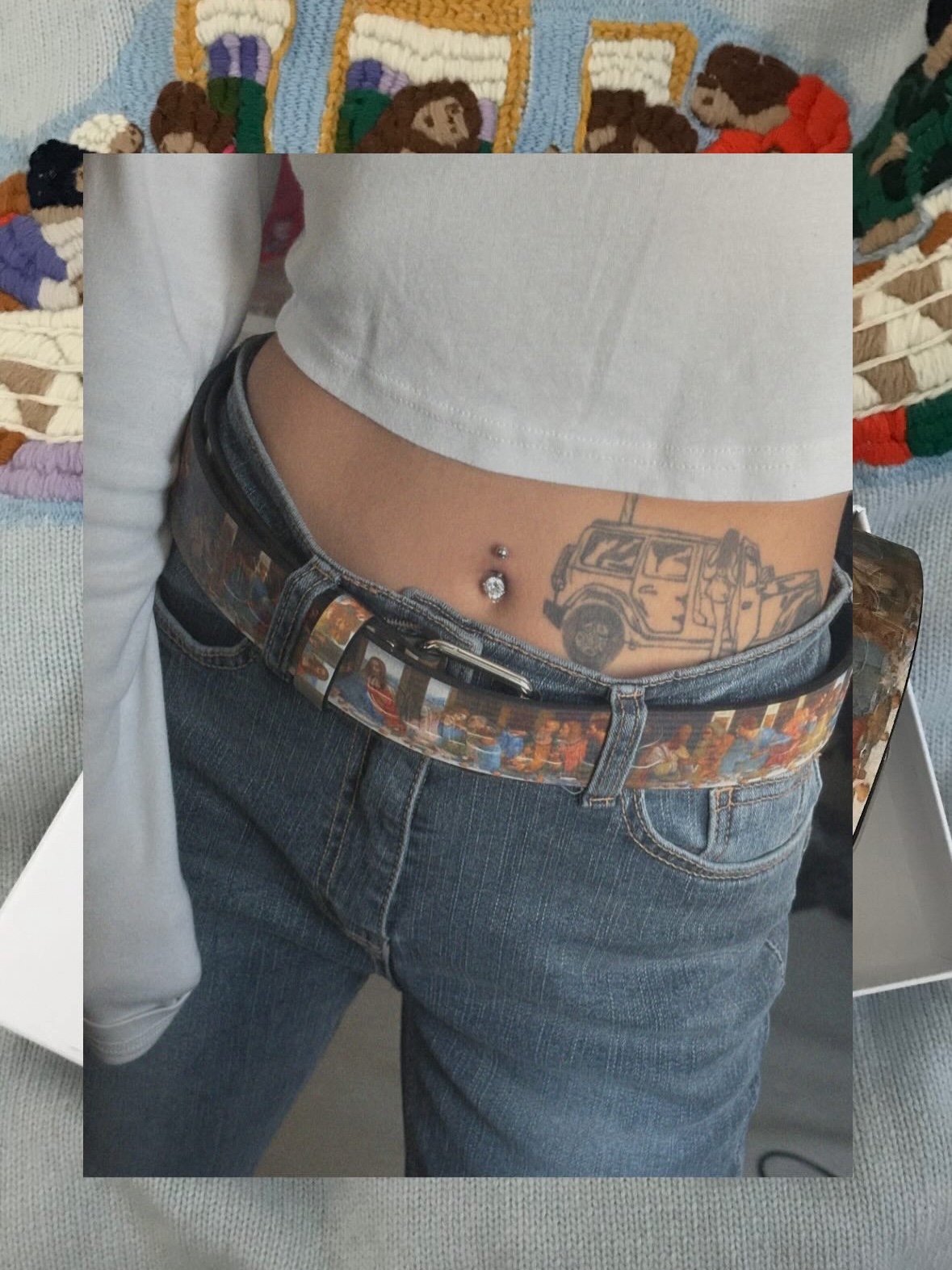 Supreme Last Supper Leather Belt Multicolor - 25SS 착용 스타일