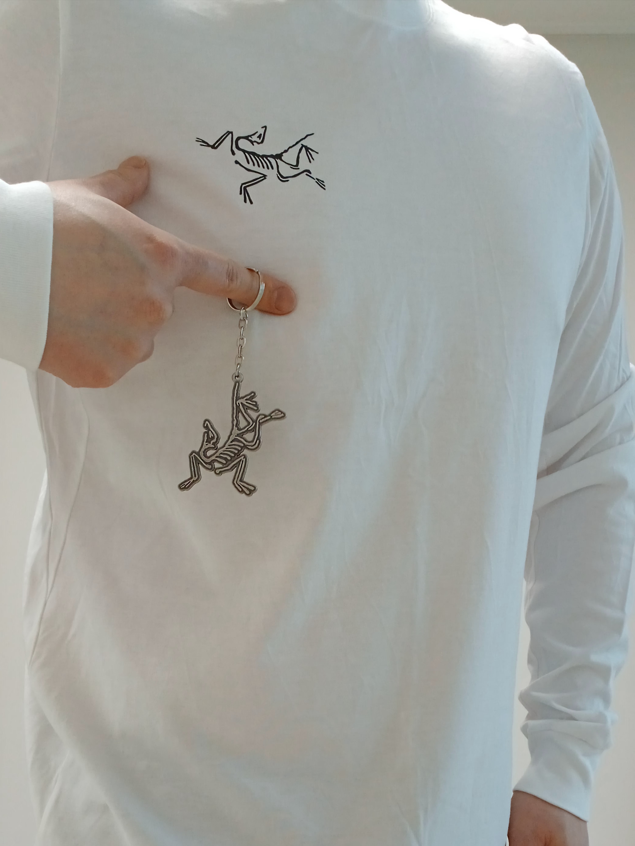 Arc'teryx Arc'Multi Bird Logo LS T-Shirt White Light, Arc'teryx Keyring Metal 착용 스타일 - 6