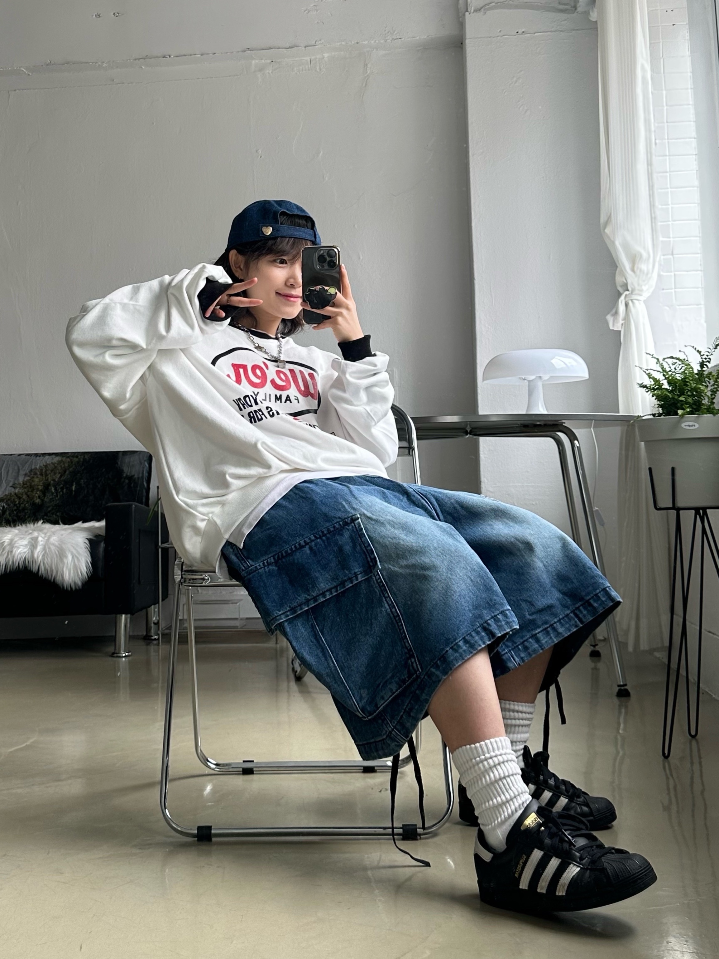 CDG 백팩 블랙, 칼하트 WIP 내쉬 캡 블루 착용 스타일 - 6
