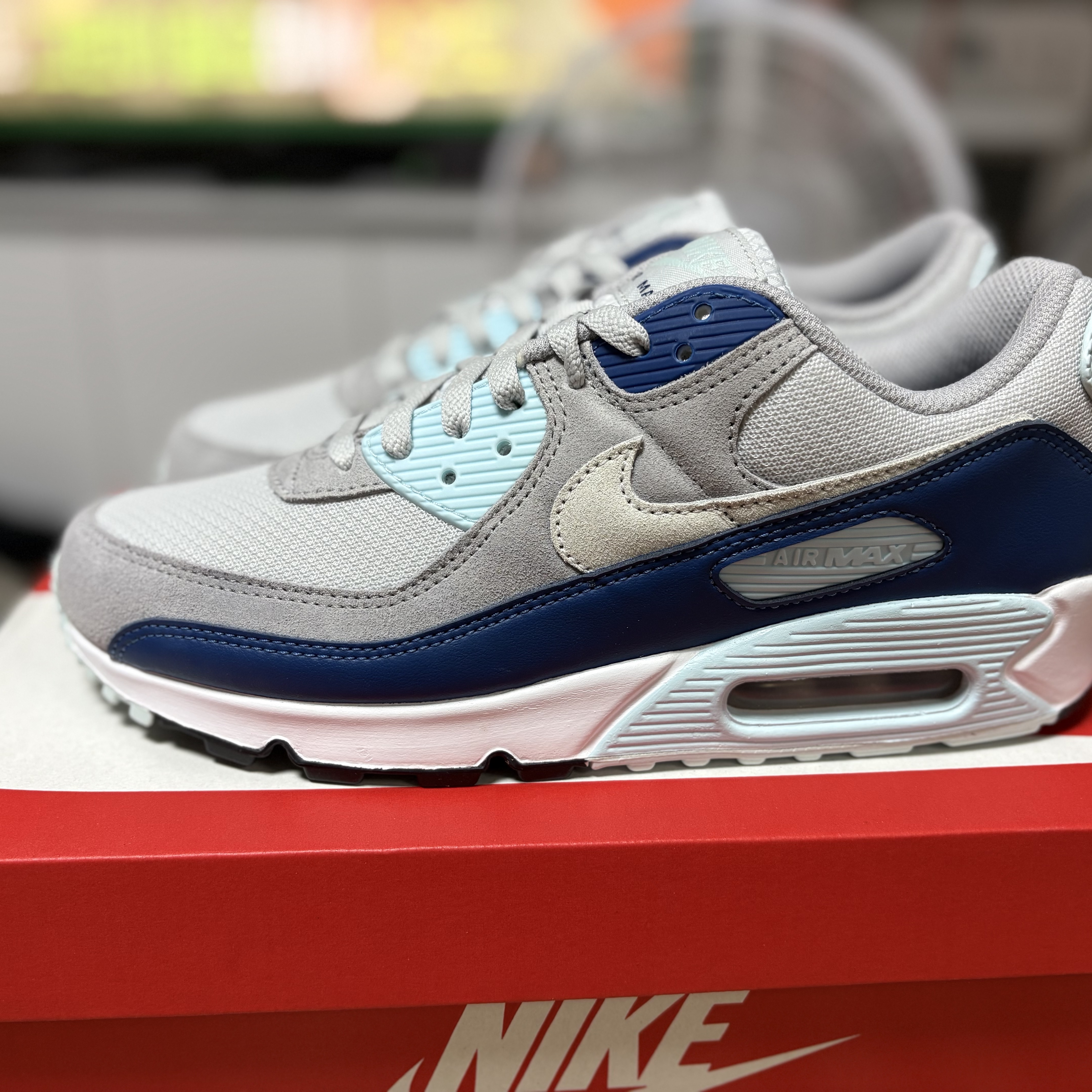 Nike Air Max 90 Pure Platinum Glacier Blue 착용 스타일 - 1
