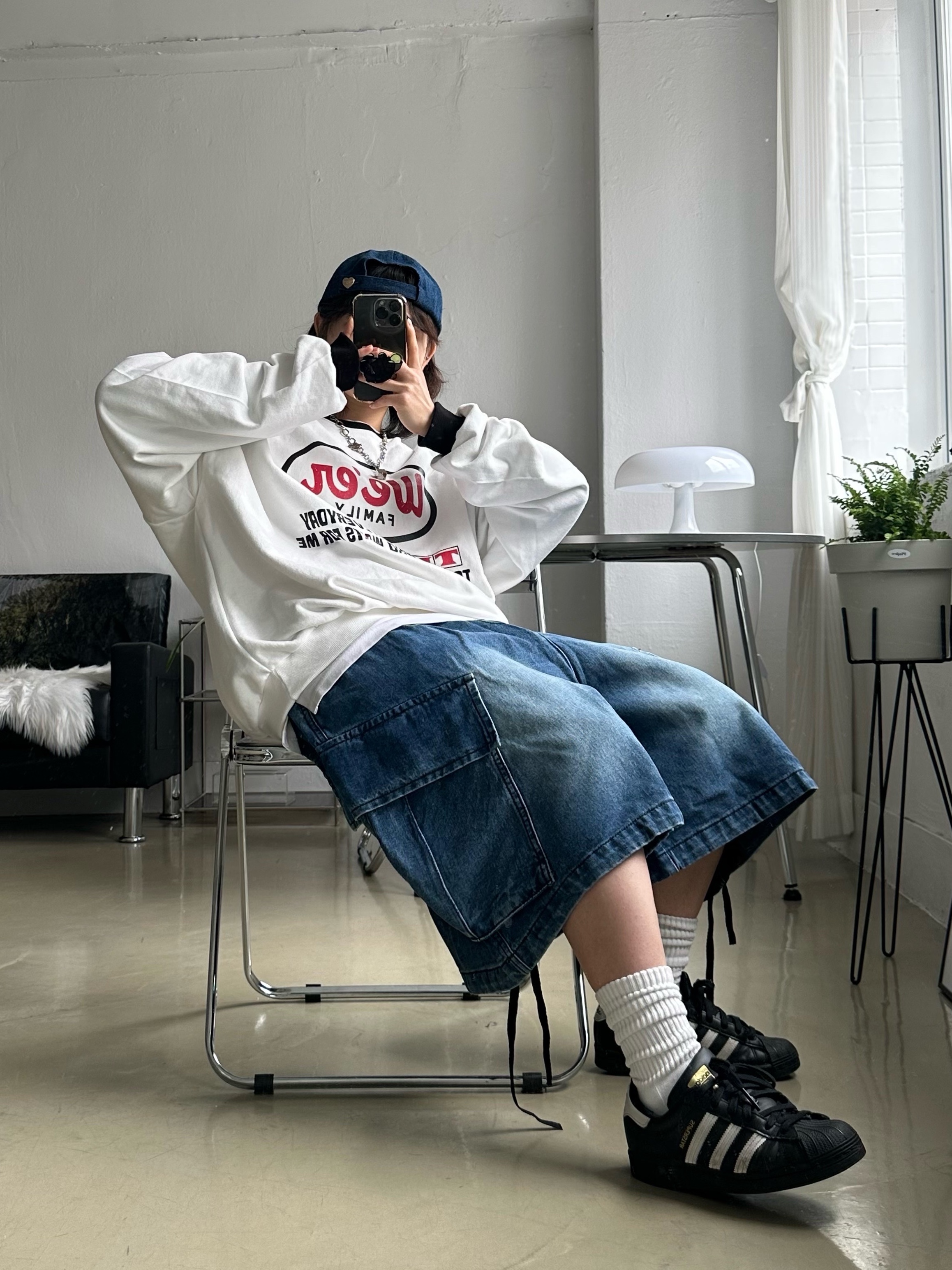 CDG 백팩 블랙, 칼하트 WIP 내쉬 캡 블루 착용 스타일 - 7