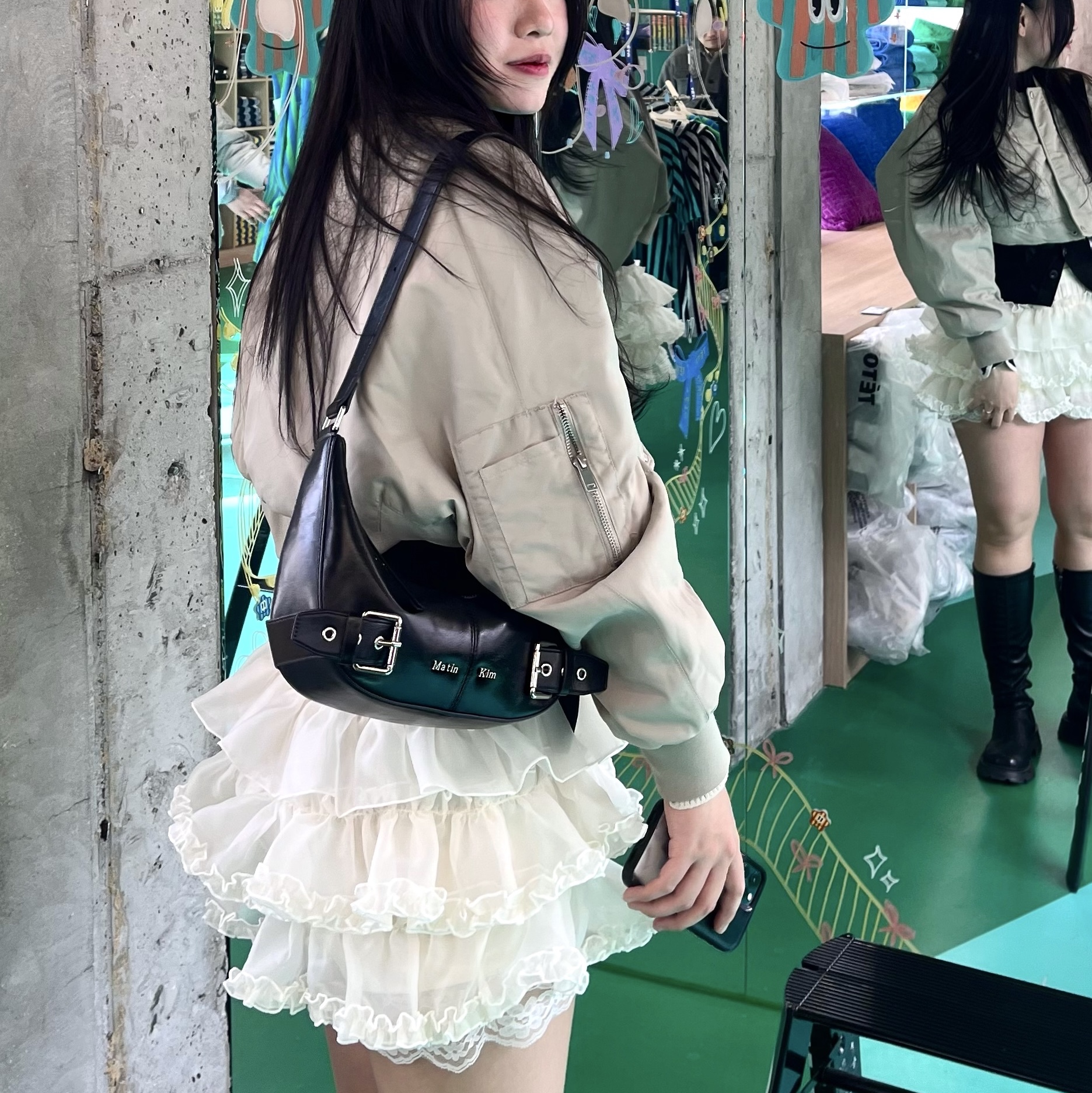 Roughneck Tutu pants skirt cream 착용 스타일