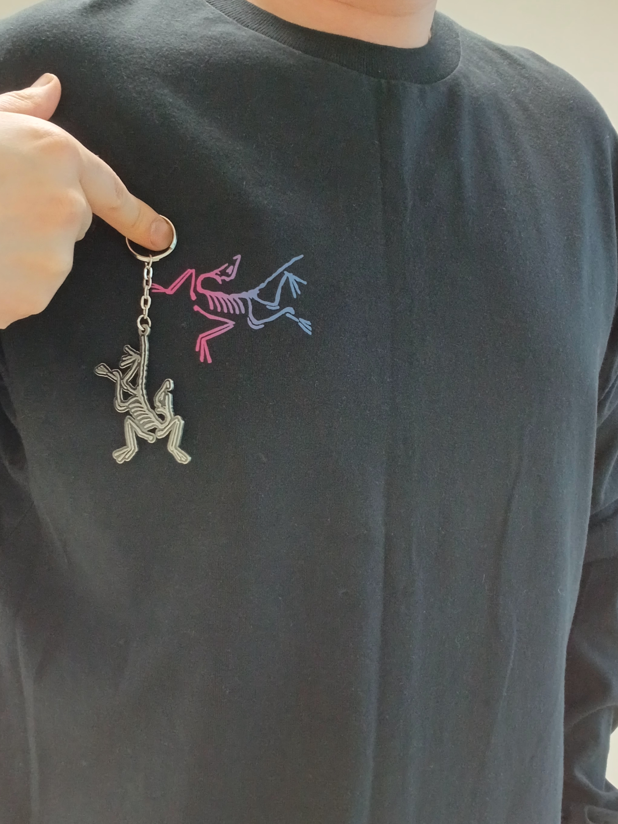 Arc'teryx Kragg Cotton Heatmap LS T-Shirt Black, Arc'teryx Keyring Metal 착용 스타일 - 2