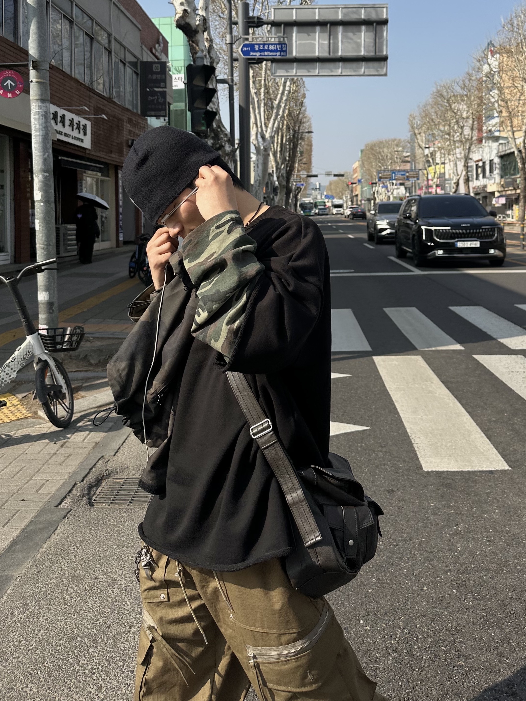 산산기어 로고 비니 블랙 - 22FW, 산산기어 로고 비니 블랙 착용 스타일 - 6