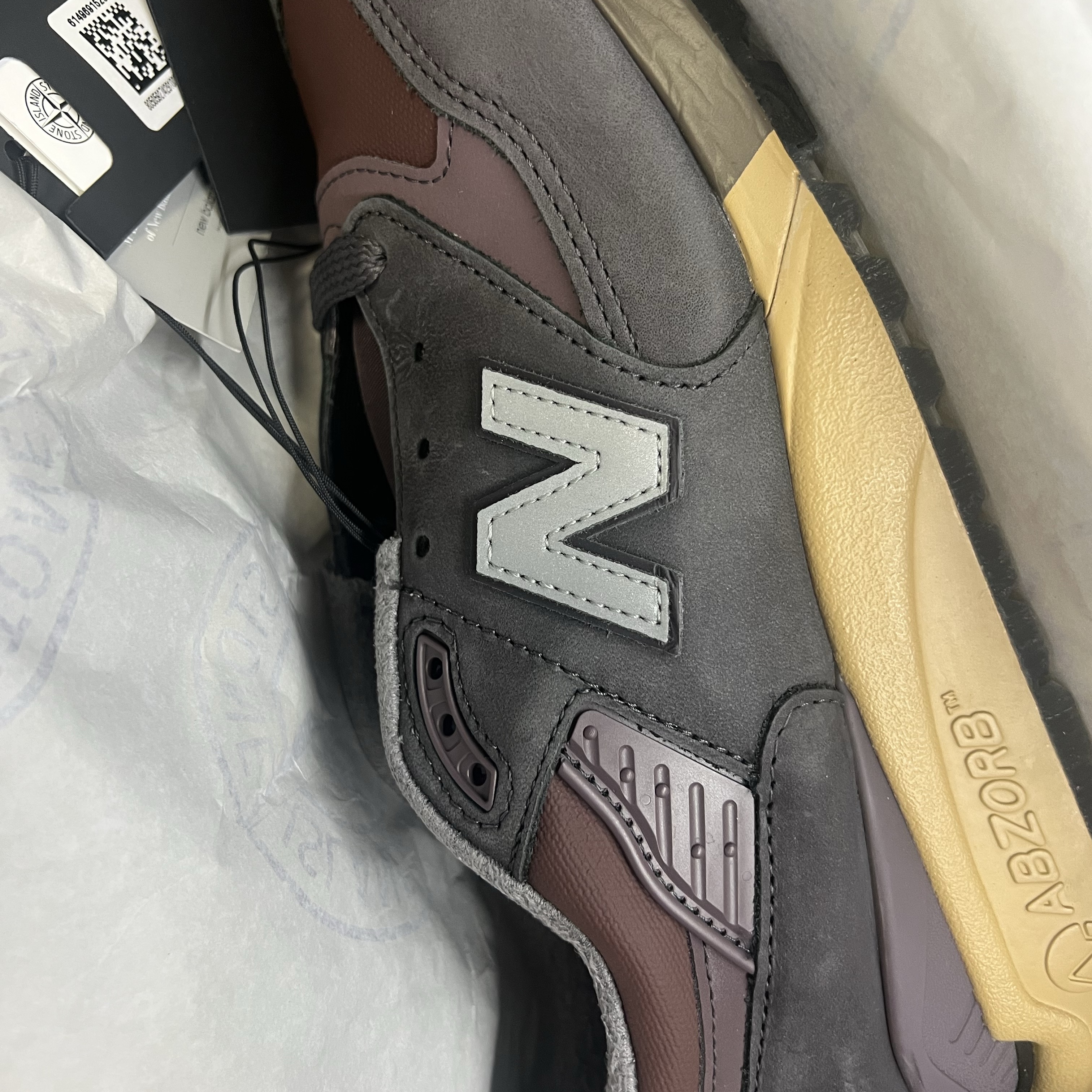 New Balance x Stone Island 998 Made in USA Mauve Deep Plum 착용 스타일 - 1