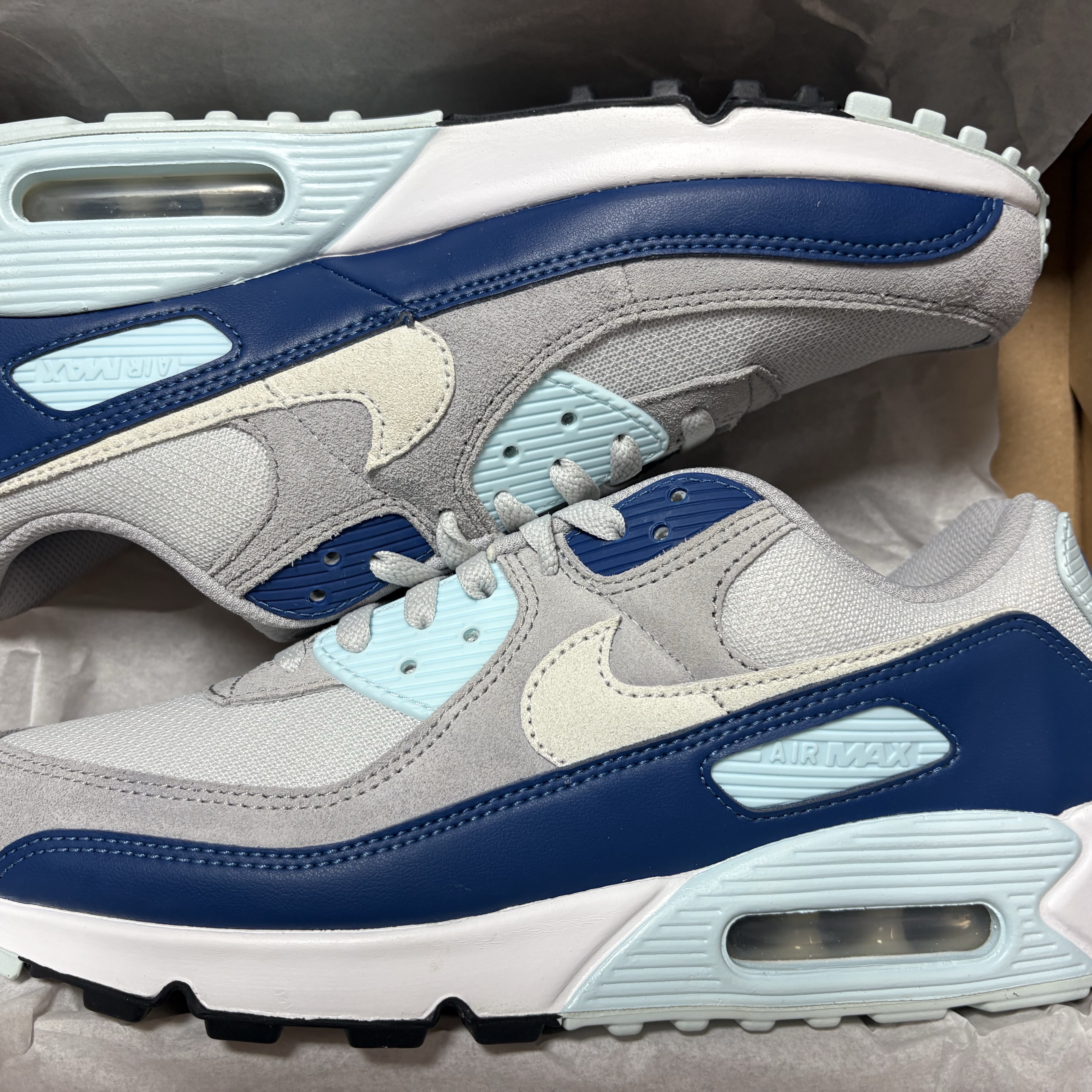 Nike Air Max 90 Pure Platinum Glacier Blue 착용 스타일 - 2
