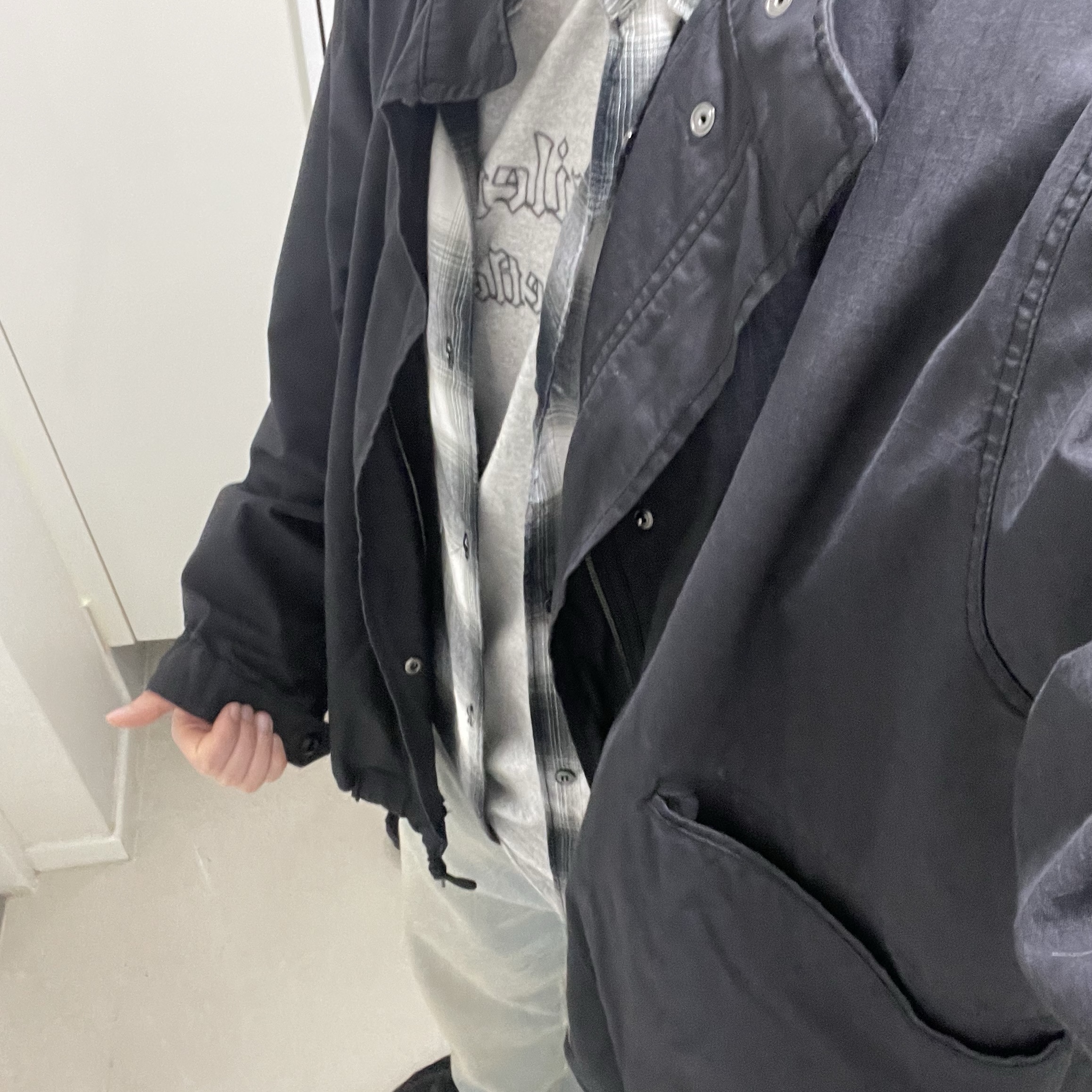 자라 배기 핏 진 라이트 블루 착용 스타일 - 1