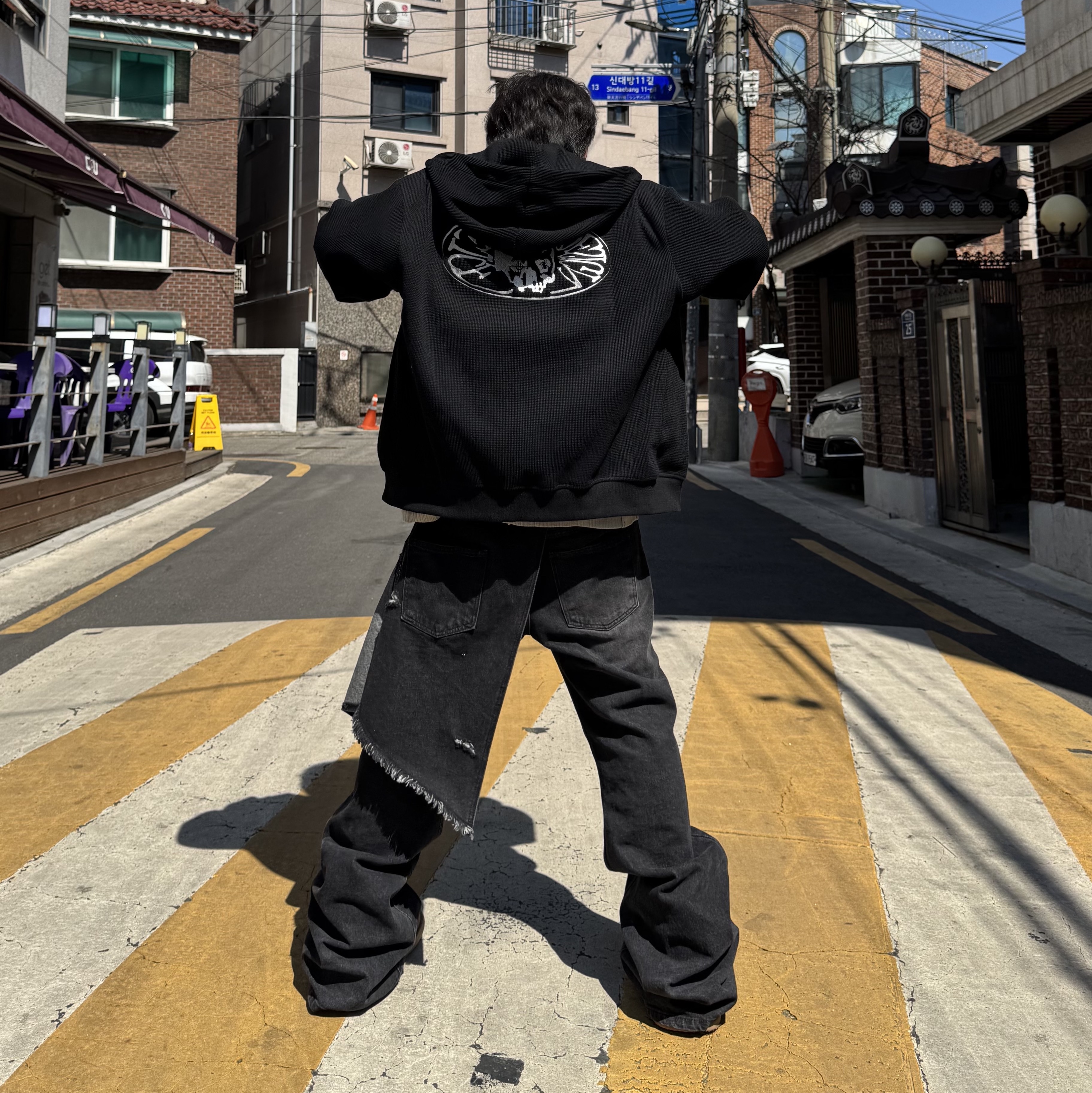 킨치 x 논 파킹 N 로드 부츠 브라운 착용 스타일 - 1