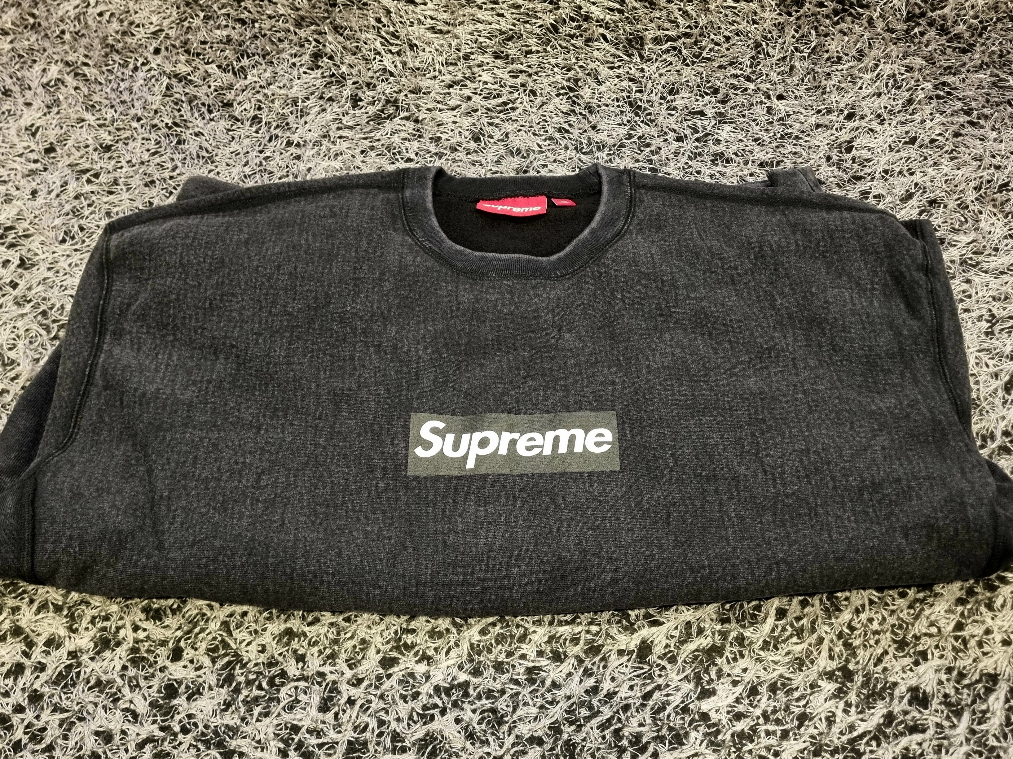 Supreme Washed Box Logo Crewneck Black - 25SS 착용 스타일 - 1