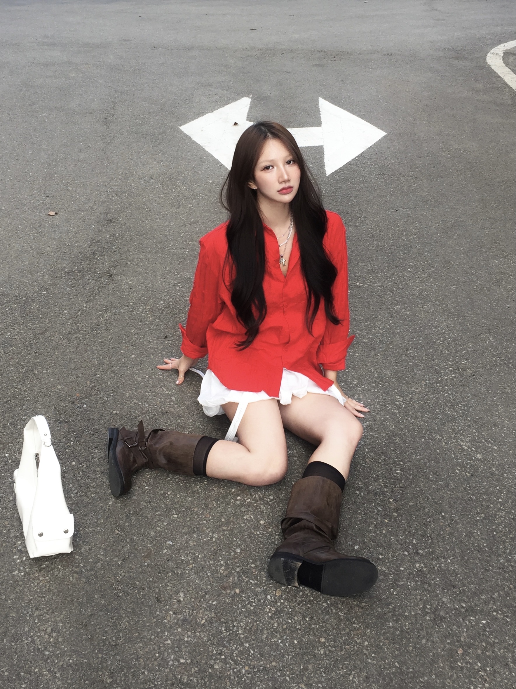 [6% 적립] NegativeThree  Slouchy Long Boots Washed Brown 착용 스타일