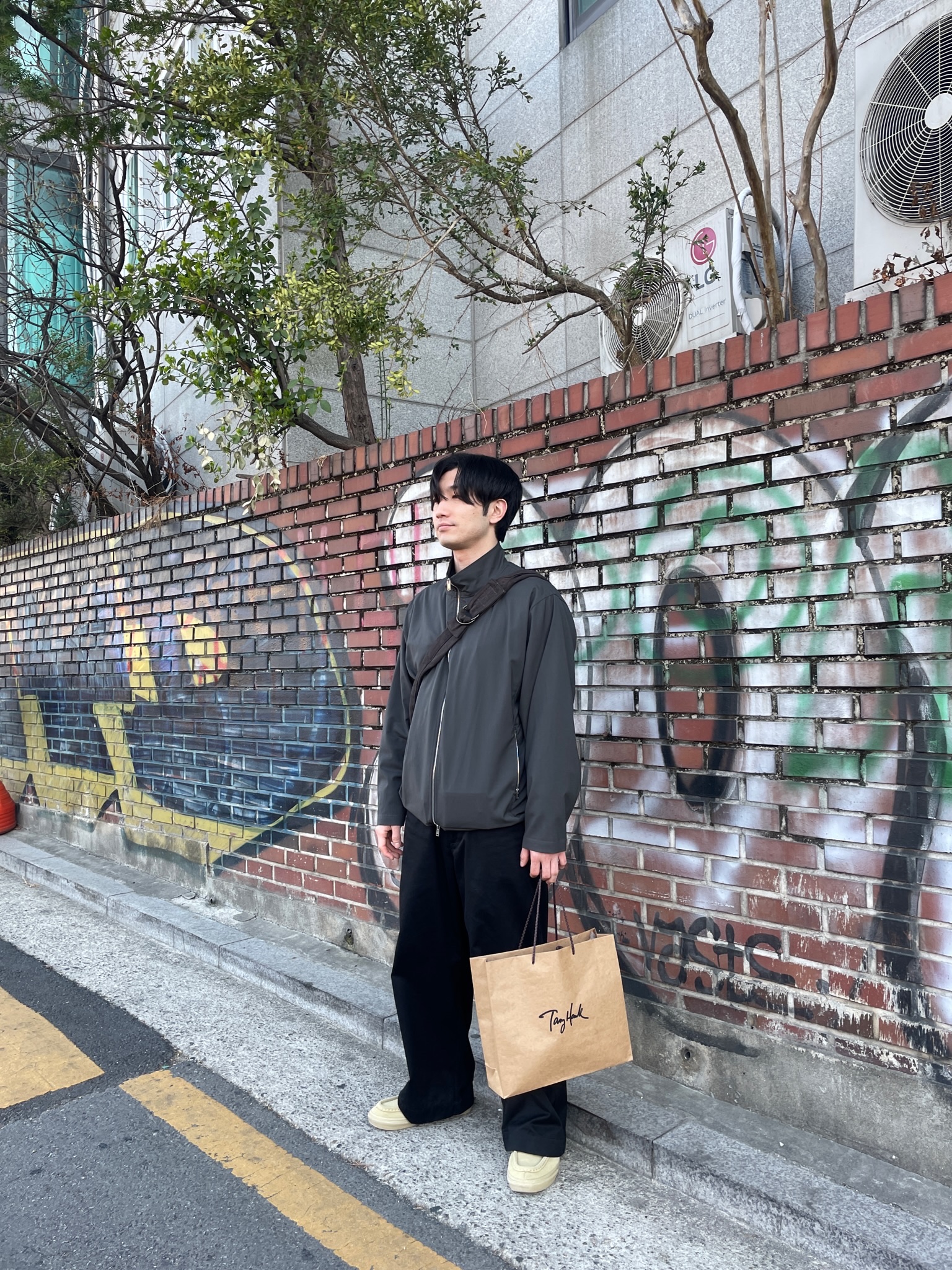 Markaware Gym Jacket Charcoal - 24FW, Kapital No.6 Canvas Snufkin Bag Khaki 착용 스타일 - 4