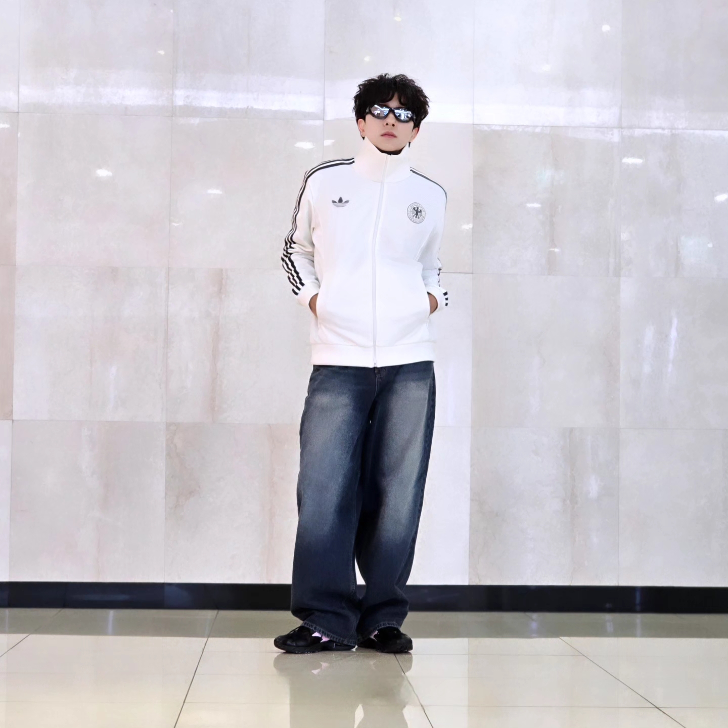 Adidas German Beckenbauer Track Top Off White - KR Sizing, Adidas German Beckenbauer Track Top Off White - US Sizing 착용 스타일 - 7