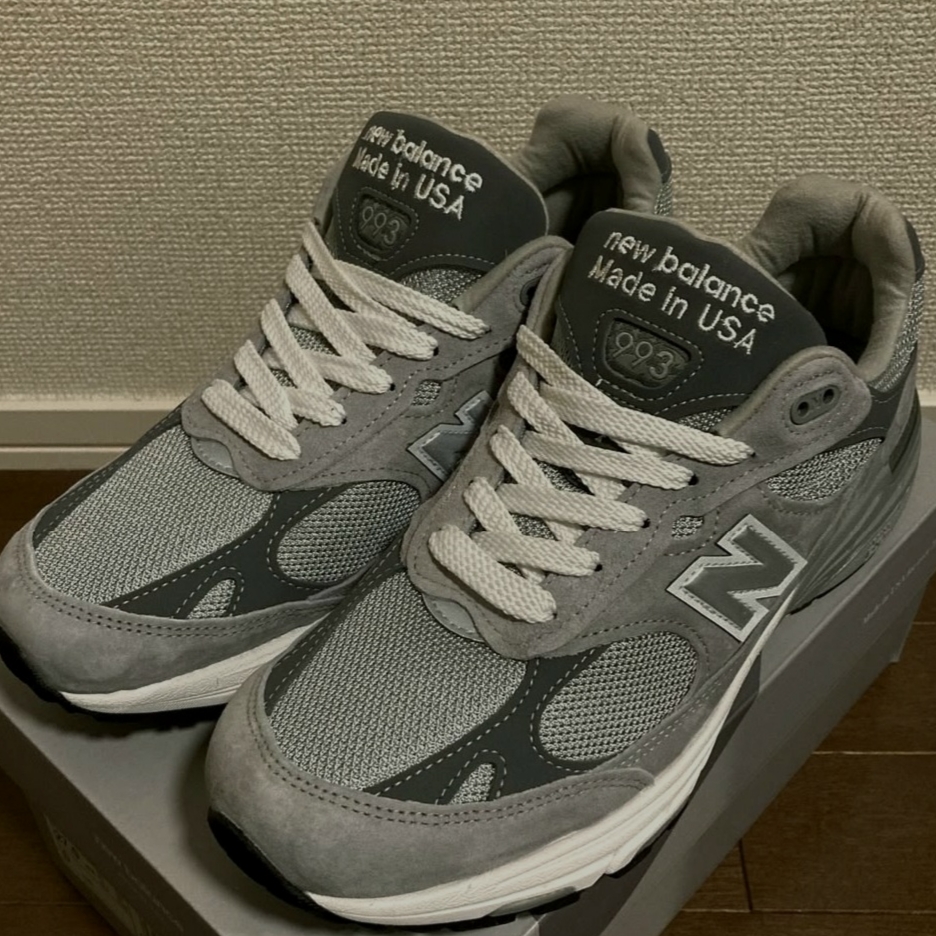 (W) New Balance 993 Made in USA Grey - B Standard 착용 스타일