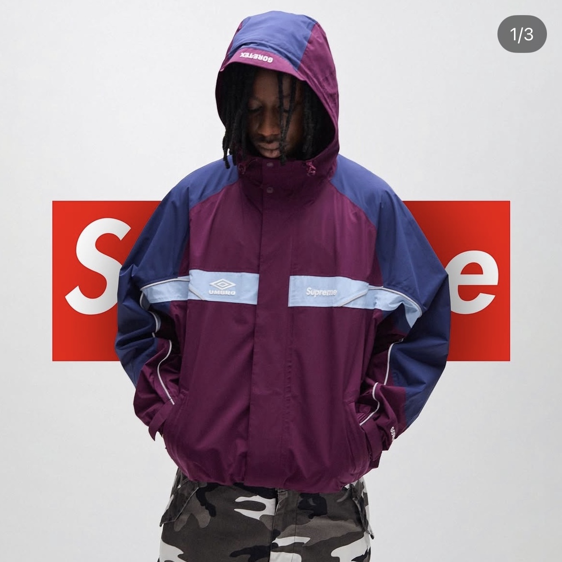 Supreme x Umbro Gore-Tex Hooded Jacket Dark Purple - 25SS 착용 스타일