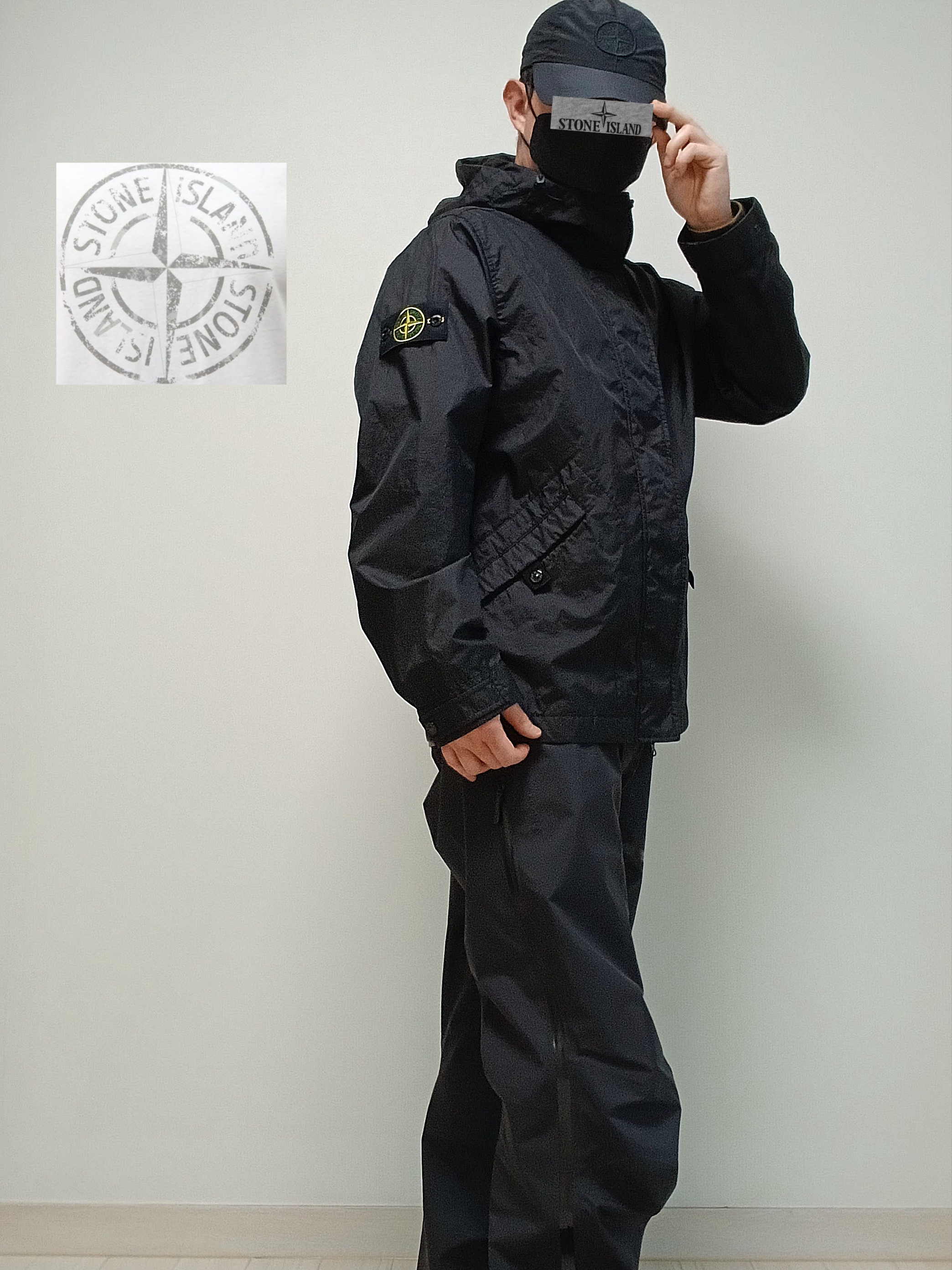 Stone Island 4100093 Water-Resistant Hooded Jacket Black - 25SS 착용 스타일 - 1