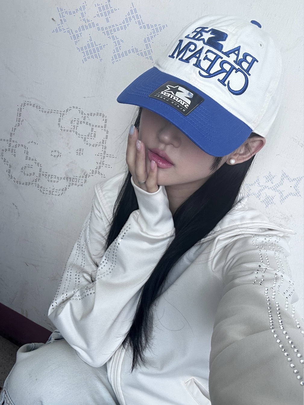 Starter x Basecream Two Tone Ball Cap Blue 착용 스타일 - 2