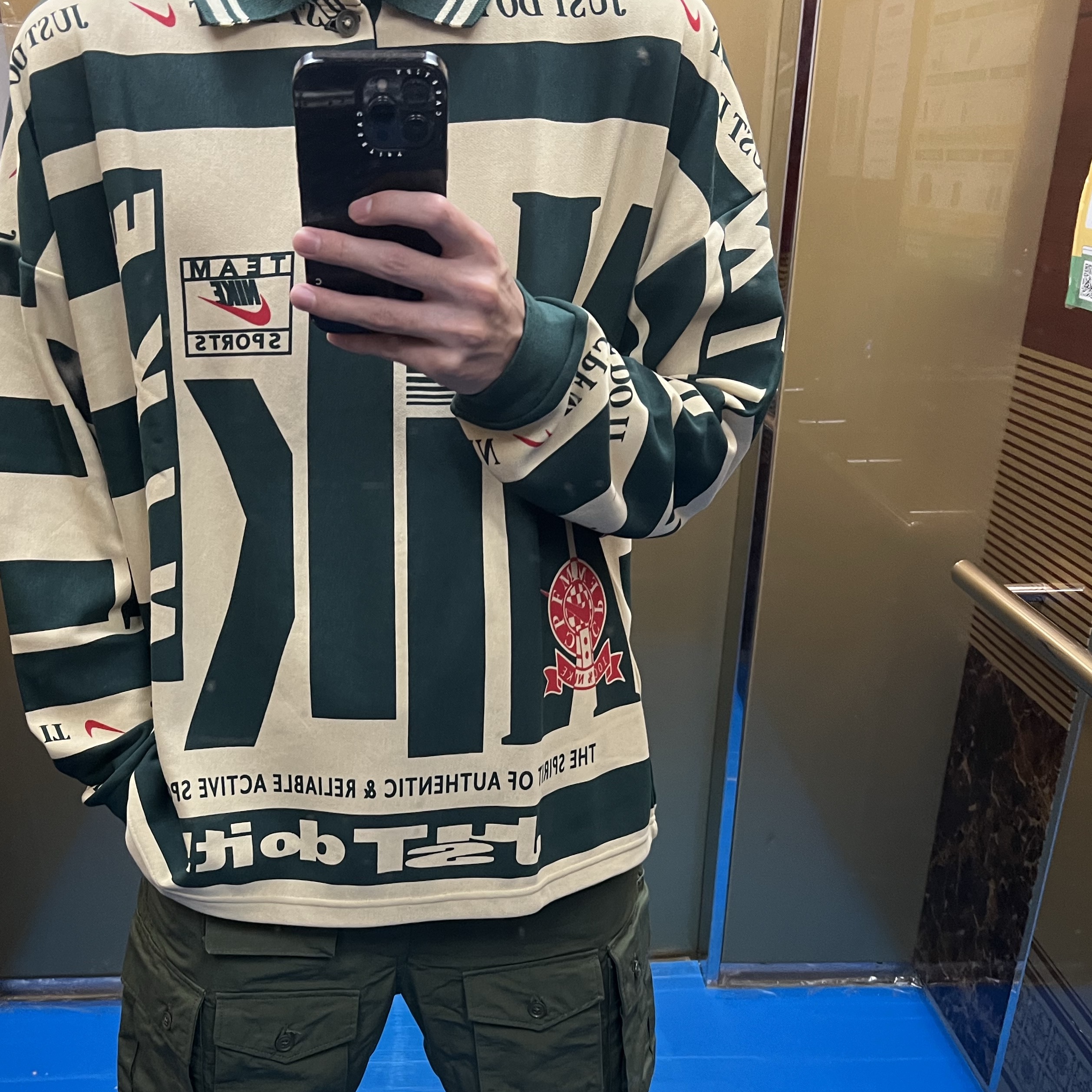 Nike x Cactus Plant Flea Market Long Sleeve Polo Natural - US/EU, Nike x Cactus Plant Flea Market Long Sleeve Polo Natural - Asia 착용 스타일