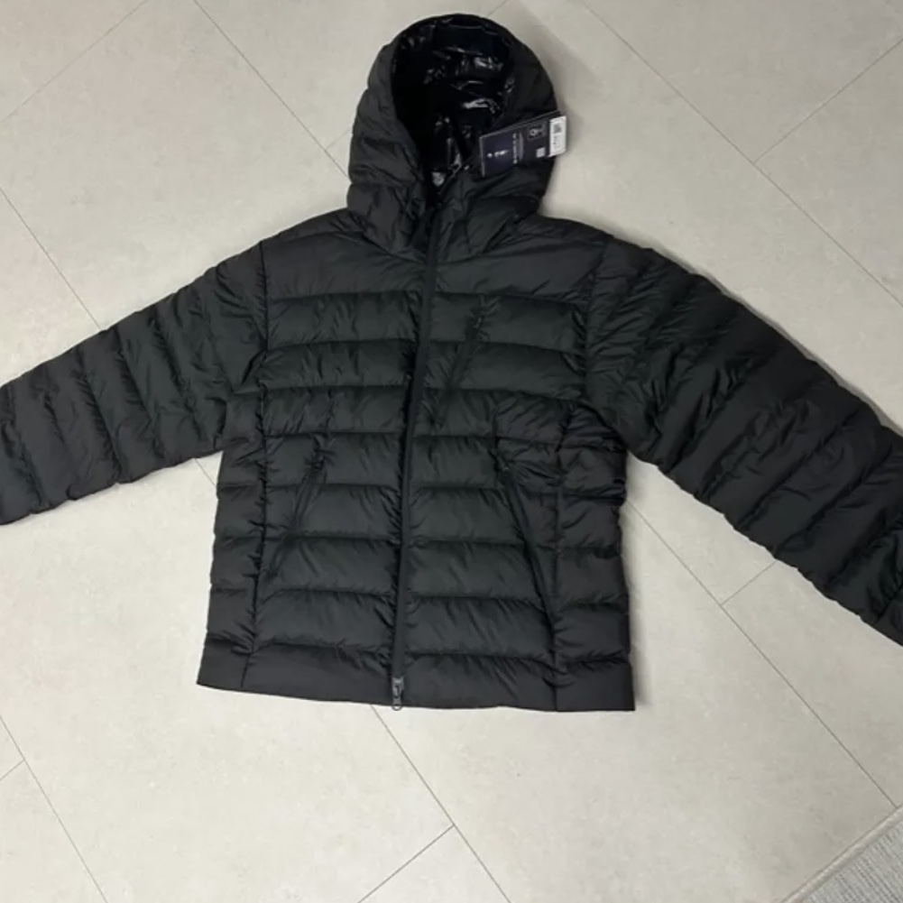 Musinsa Standard City Leisure Hooded Light Down Jacket Black 착용 스타일