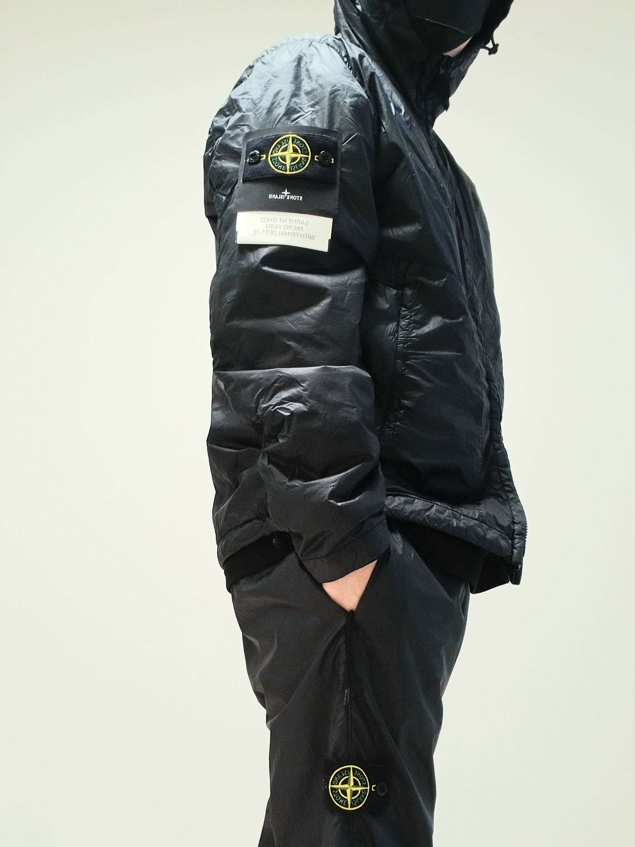 Stone Island 42025 Packable Garment Dyed Micro Yarn with Primaloft TC Hooded Jacket Black - 23SS 착용 스타일 - 8