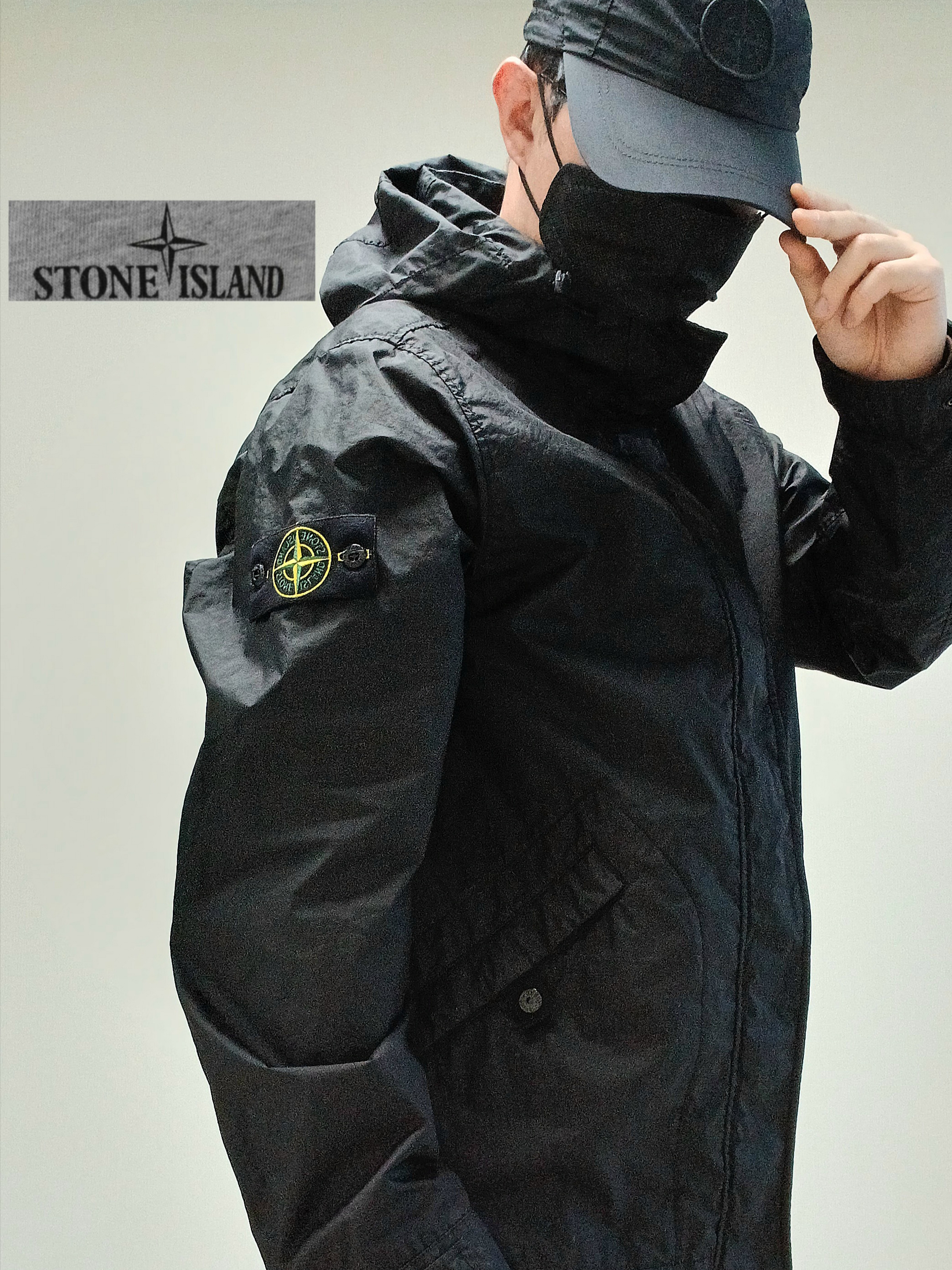 Stone Island 4100093 Water-Resistant Hooded Jacket Black - 25SS 착용 스타일 - 4