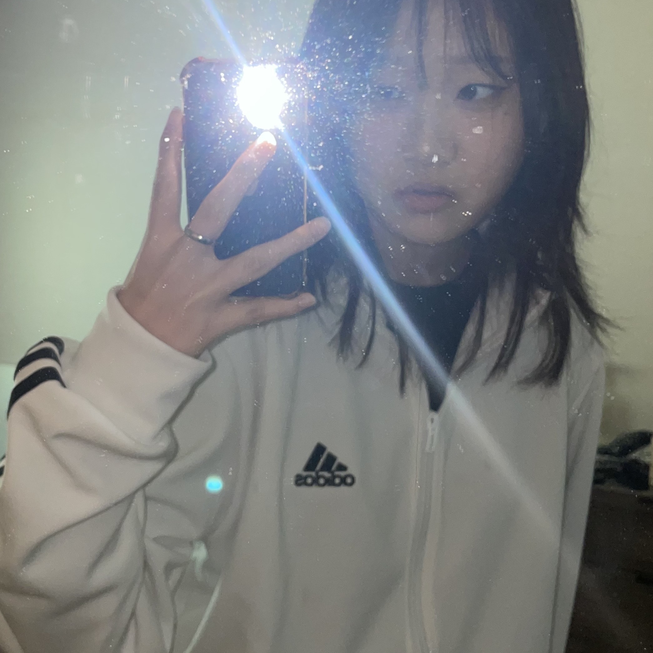 Adidas 3S Regular Fit Double Knit Track Top White - KR Sizing 착용 스타일