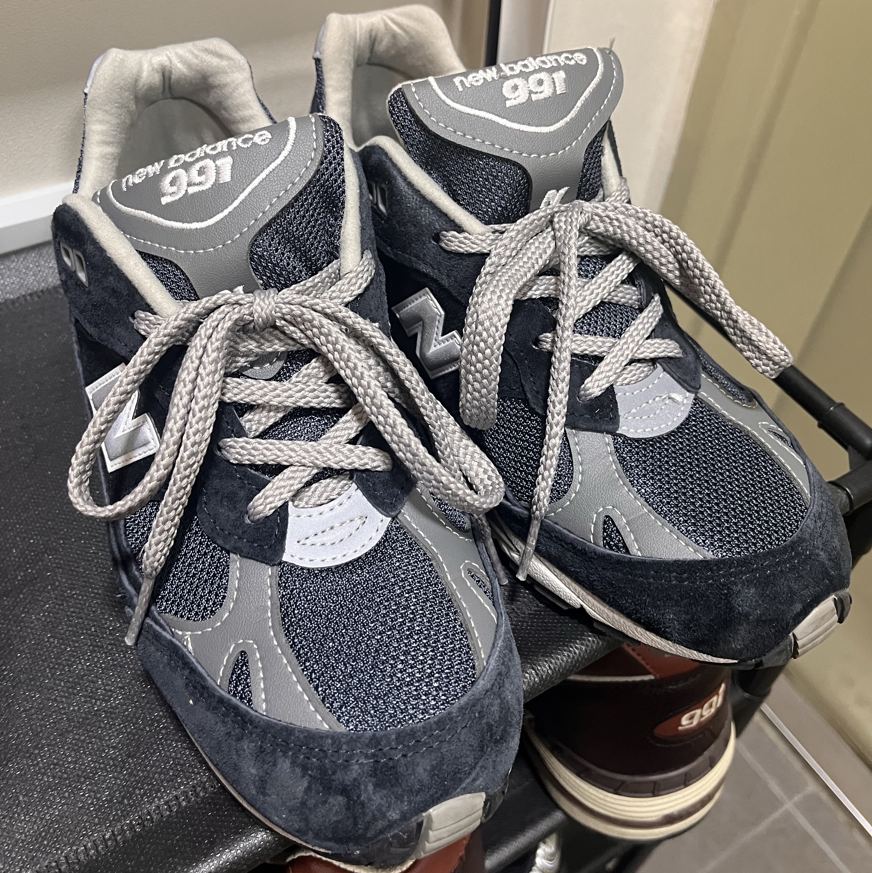 (W) New Balance 991 Made in UK Navy 착용 스타일