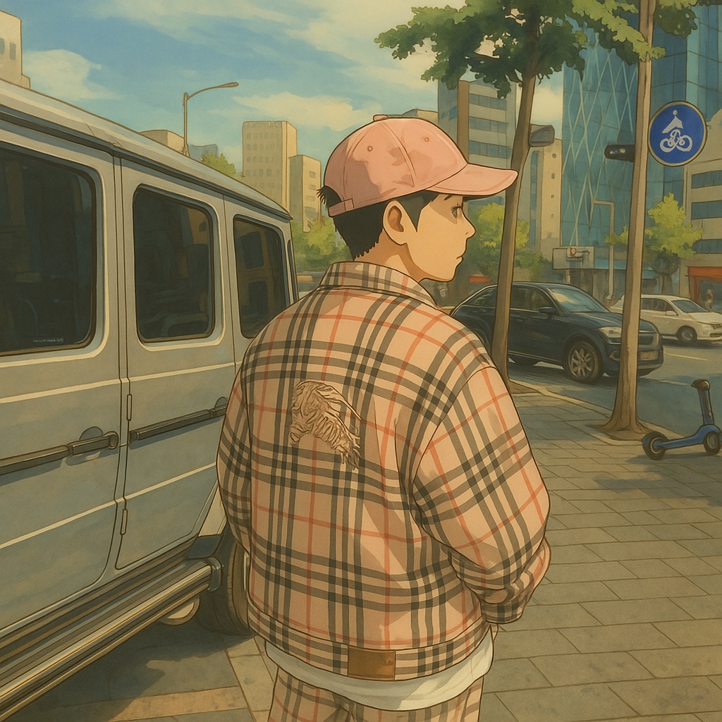 Supreme x Burberry Denim Trucker Jacket Pink - 22SS, Supreme Mirror Camp Cap Pink - 21FW 착용 스타일