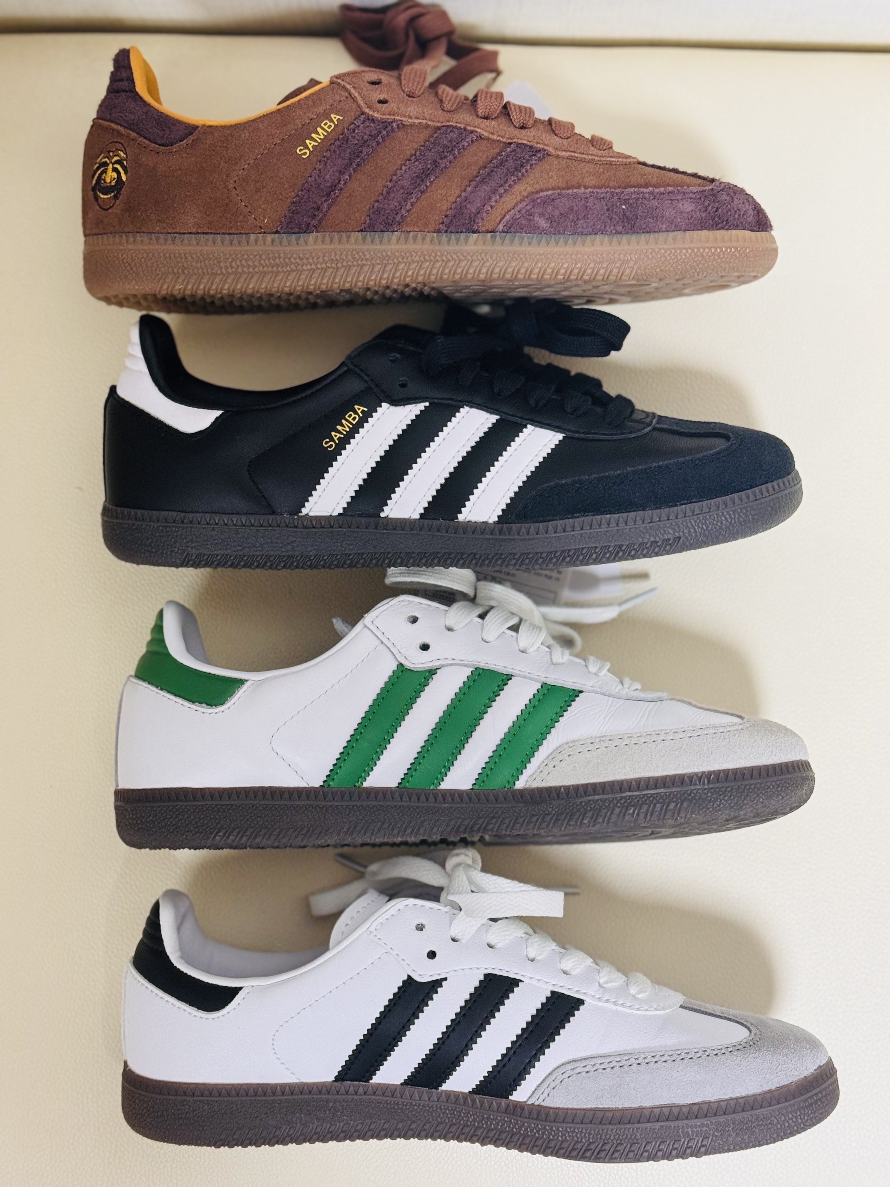 Adidas Samba OG Tal Preloved Brown Shadow Brown, Adidas Samba OG Black White Gum 착용 스타일