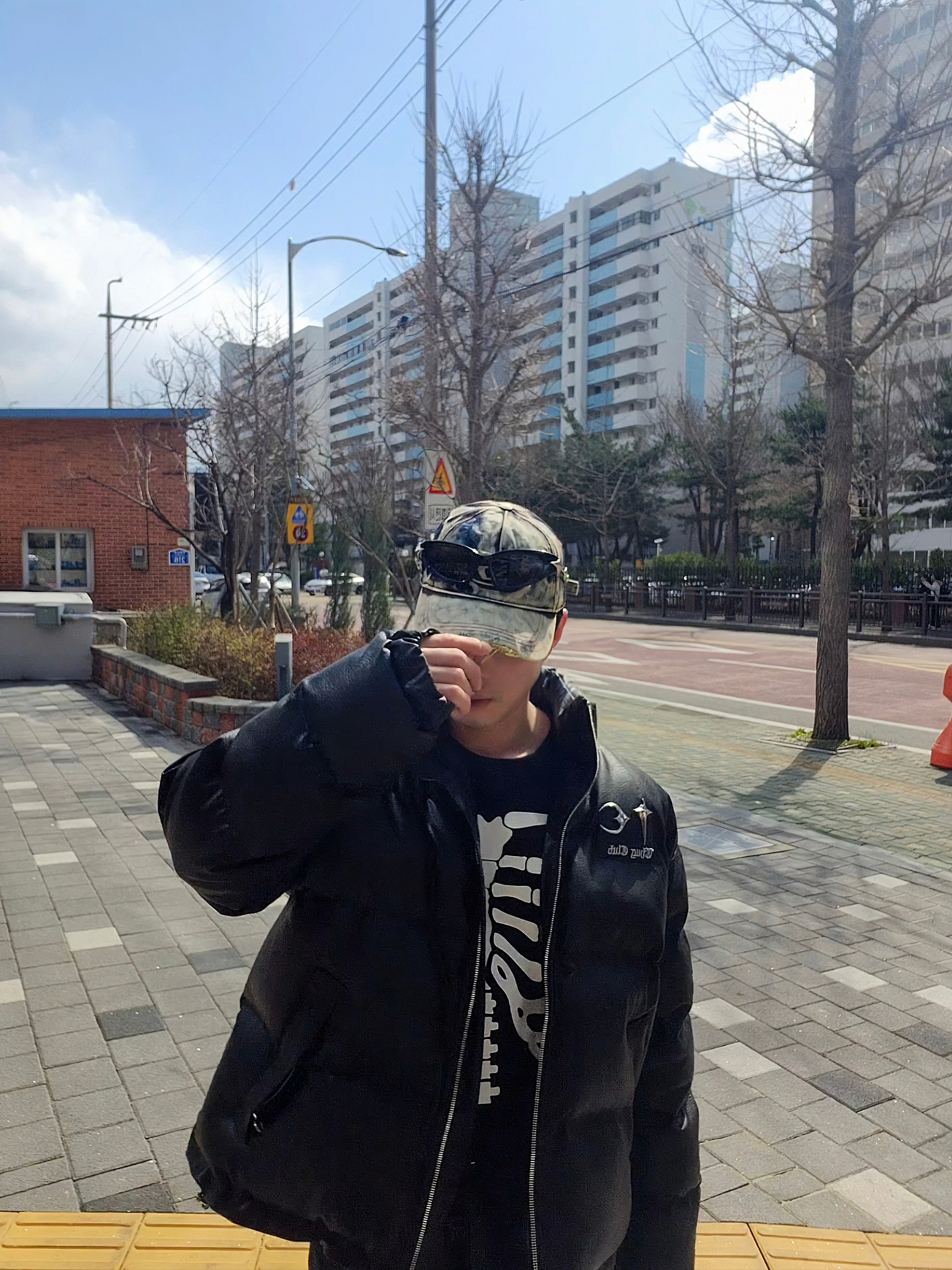 Diesel C-Seymon Treated Denim Baseball Cap Blue White 착용 스타일 - 2