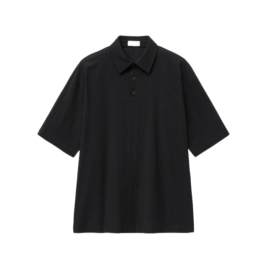 TNTS5E205BK TNGT Kinoshita Semi Over-fit Seersucker Half Collar T-Shirts Black