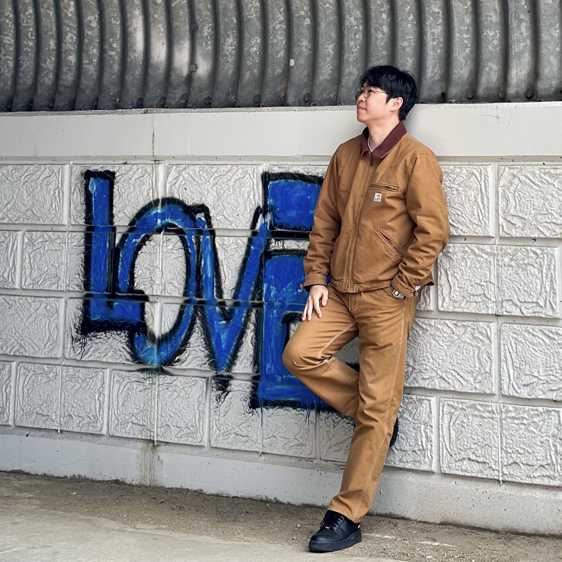 Carhartt Blanket Lined Relaxed Fit Regular Duck Detroit Jacket Carhartt Brown 착용 스타일