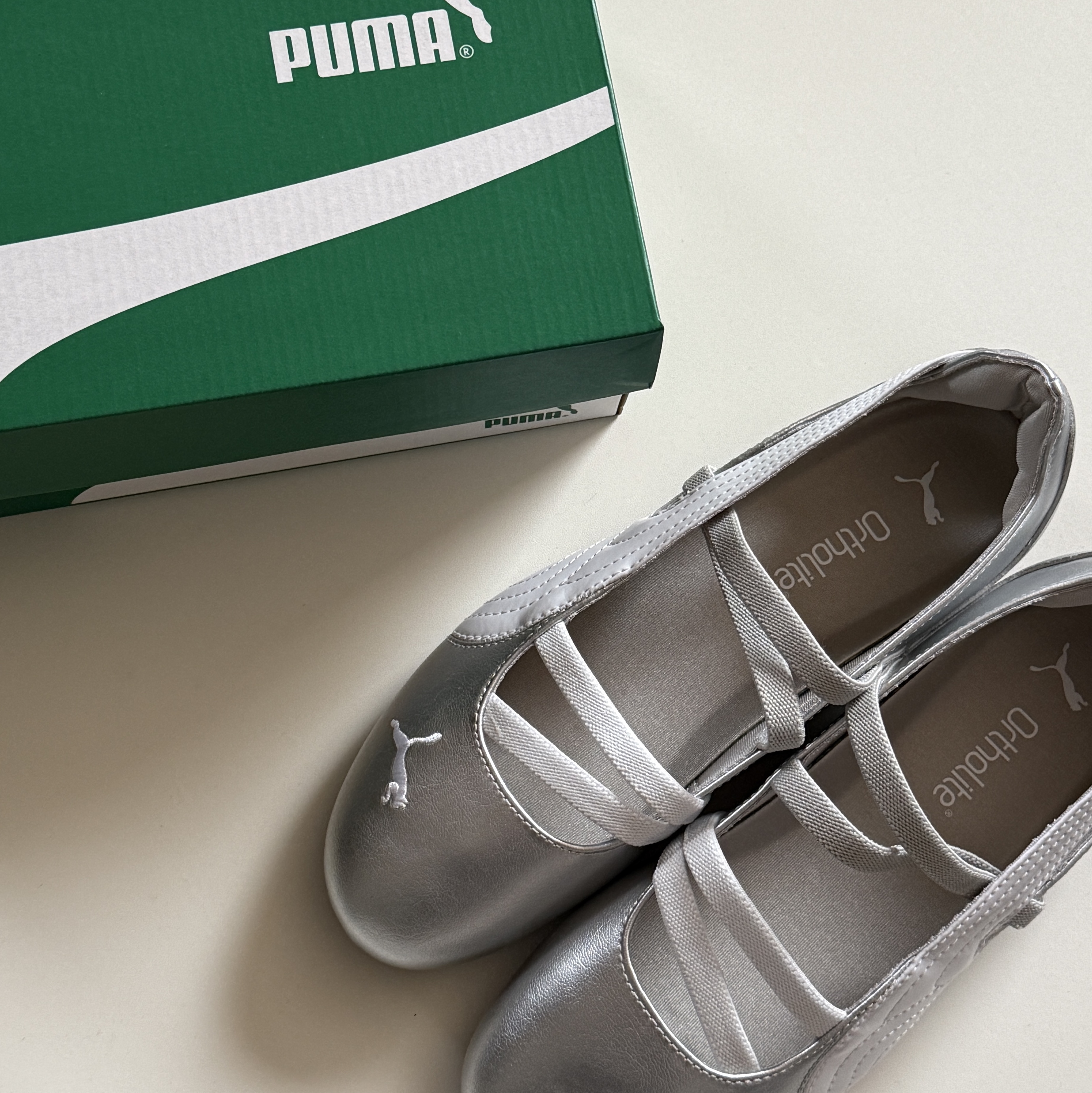 (W) Puma Speedcat Ballet Metallic Puma Silver Puma White 착용 스타일