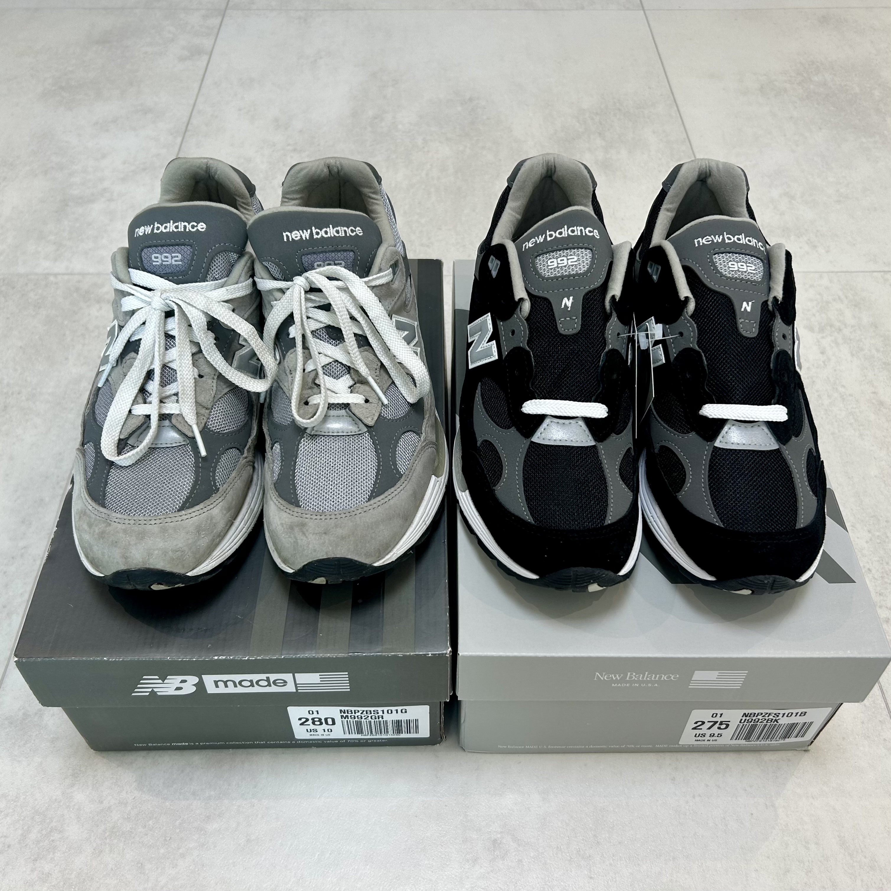 New Balance 992 Made in USA Core Black Grey, New Balance 992 Made in USA Grey - D Standard 착용 스타일 - 1