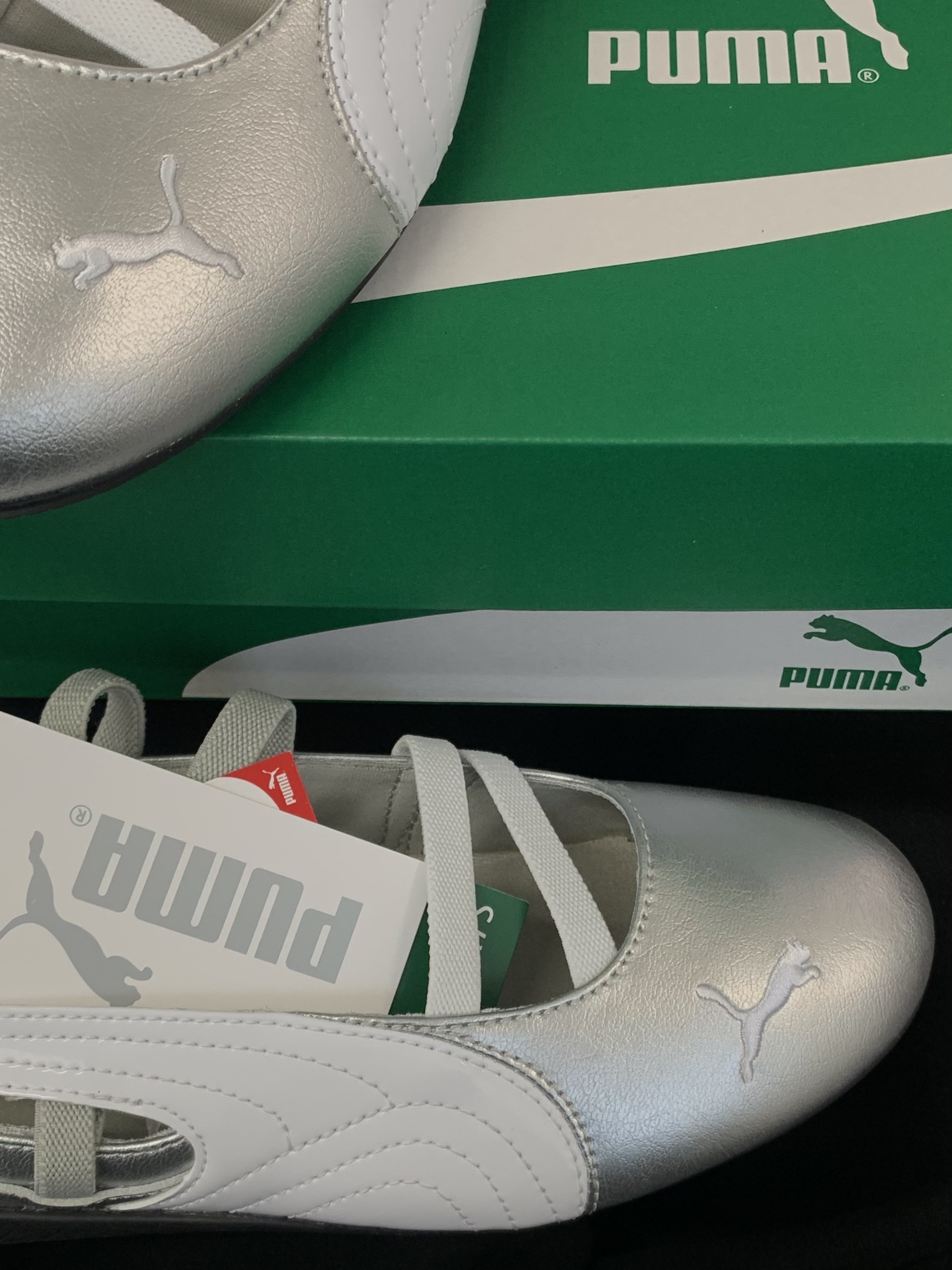 (W) Puma Speedcat Ballet Metallic Puma Silver Puma White 착용 스타일