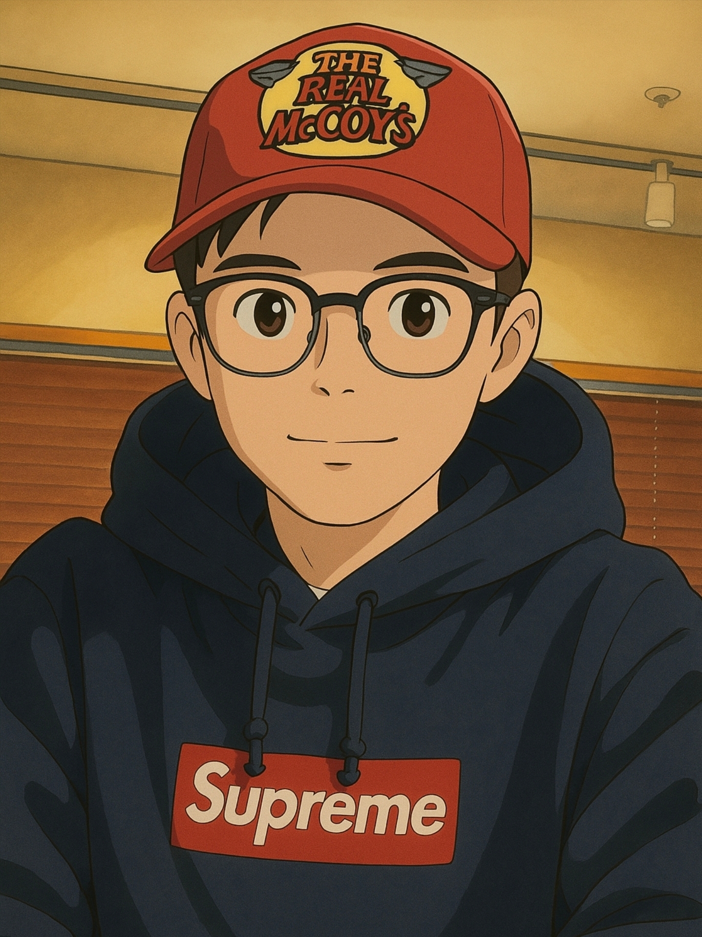 The Real McCoy's Logo Baseball Cap Red, Supreme Box Logo Hooded Sweatshirt Navy - 24FW 착용 스타일
