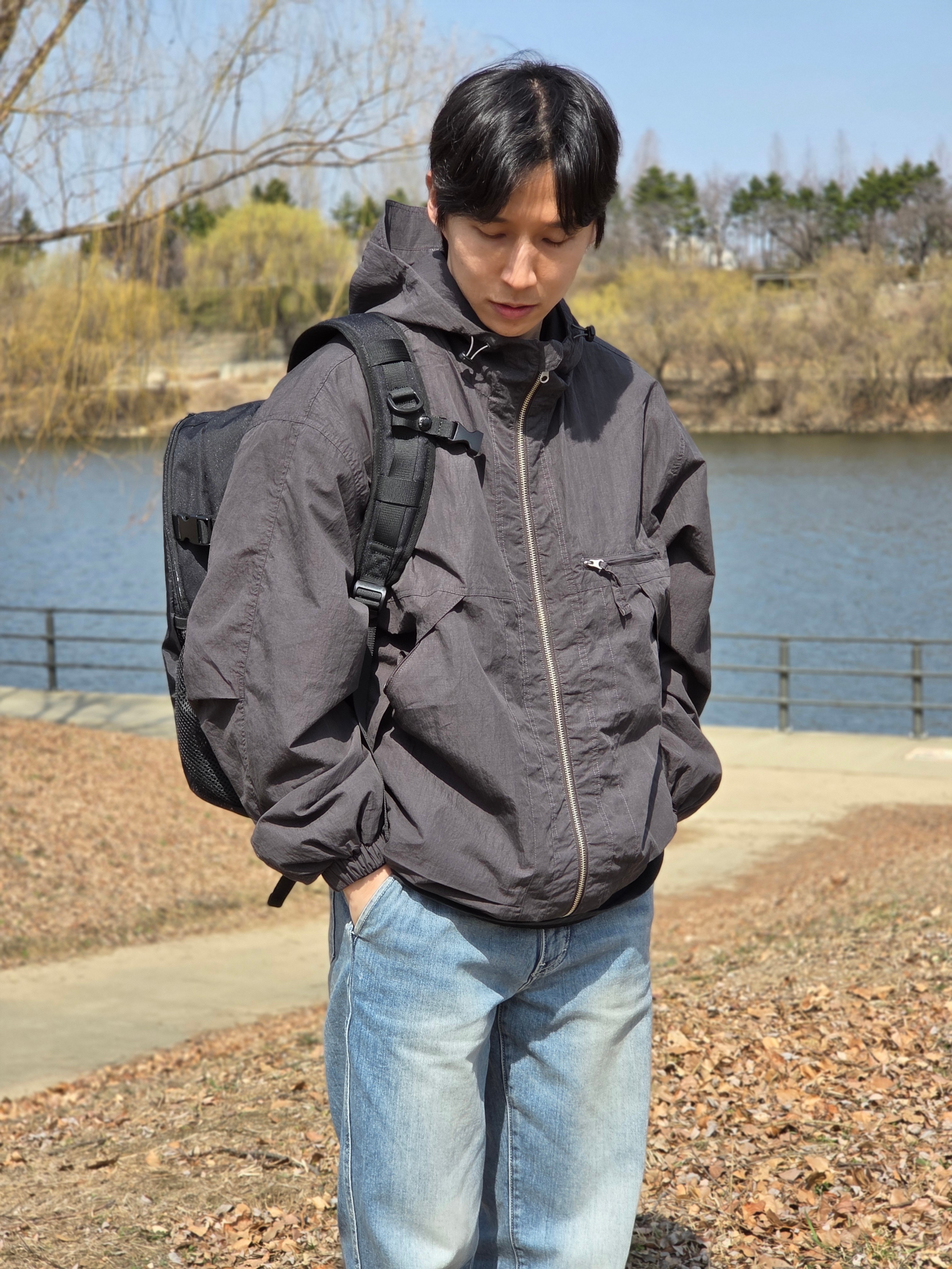 noun Hooded Jacket Charcoal 착용 스타일 - 3
