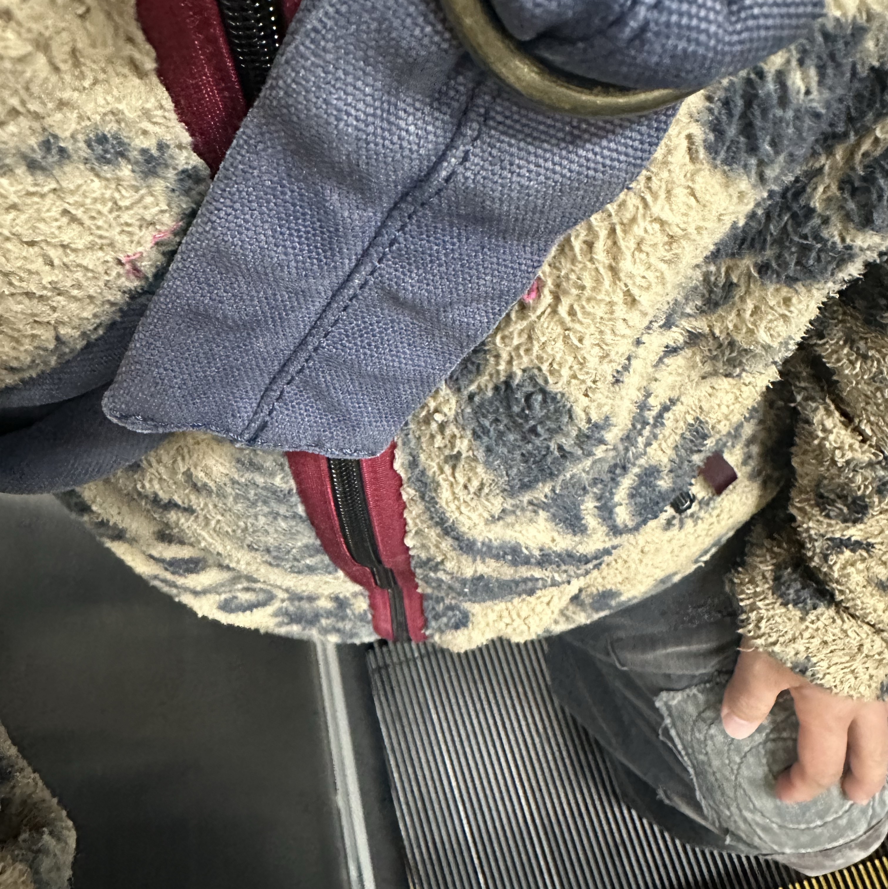 Kapital Damask Pattern Maria Fleece Zip Blouson Beige, Kapital No.6 Canvas Snufkin Bag Navy 착용 스타일