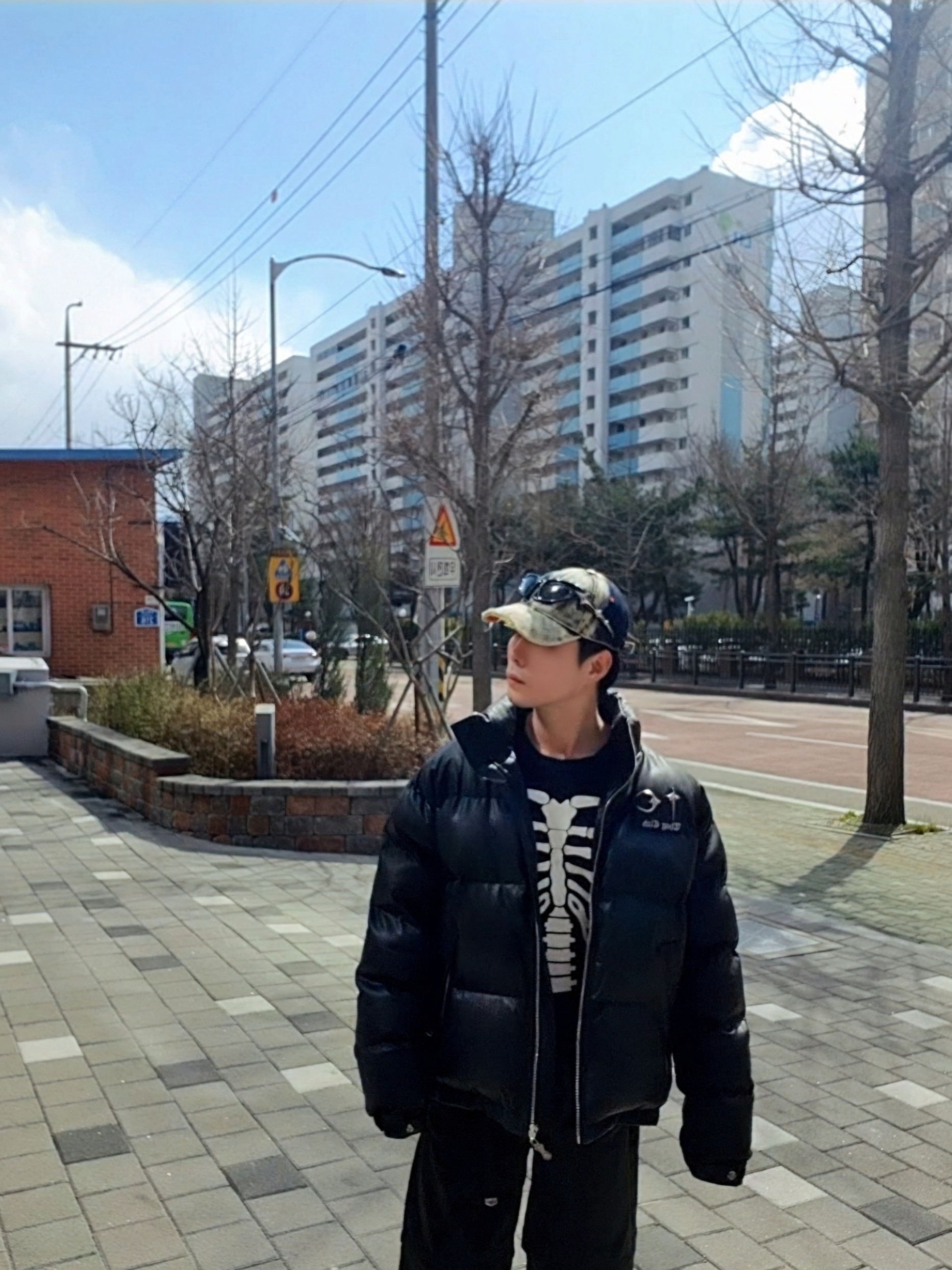 Diesel C-Seymon Treated Denim Baseball Cap Blue White 착용 스타일 - 3