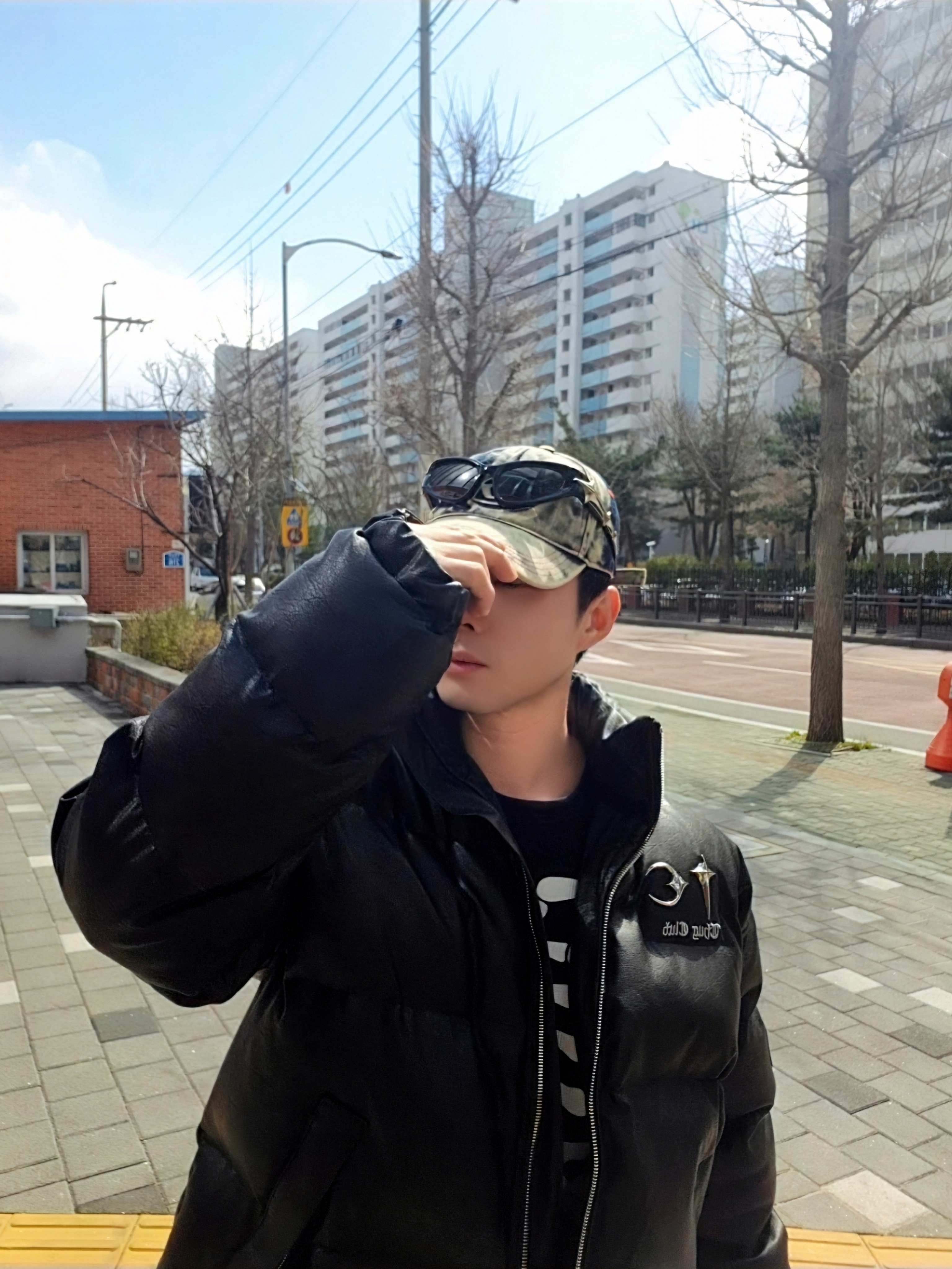 Diesel C-Seymon Treated Denim Baseball Cap Blue White 착용 스타일 - 4