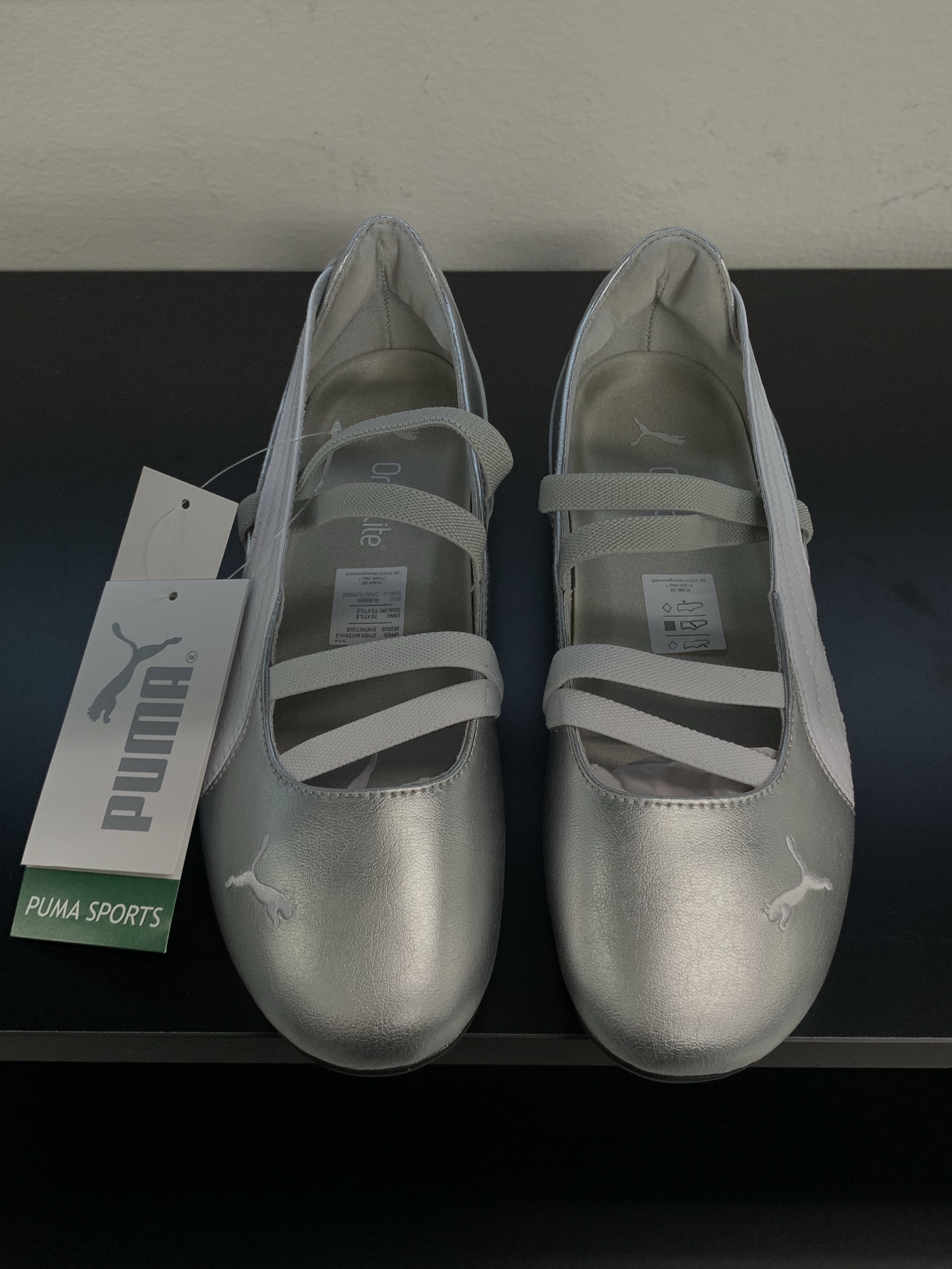 (W) Puma Speedcat Ballet Metallic Puma Silver Puma White 착용 스타일 - 1