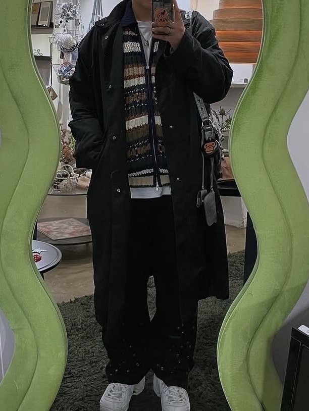 STU Multi Collar Zip UP Sweater 착용 스타일 - 1