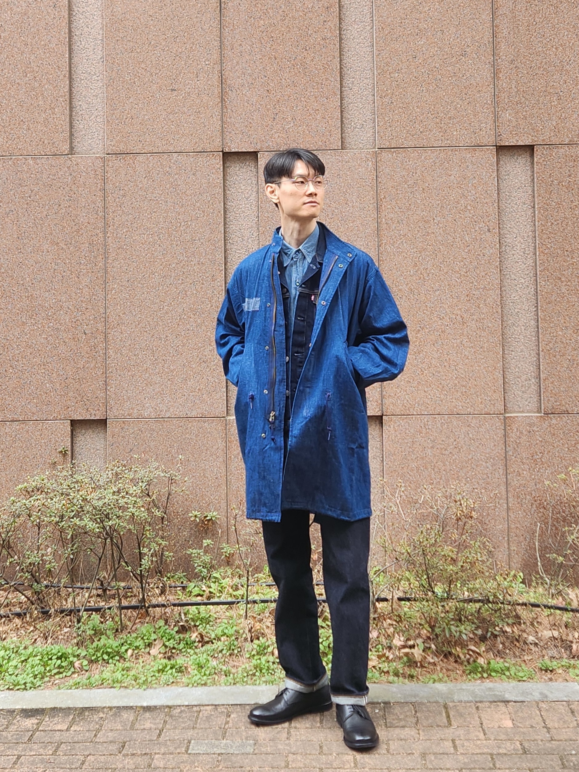 LVC 1955 501 Rigid Cotton Jean Dark Indigo 착용 스타일 - 1