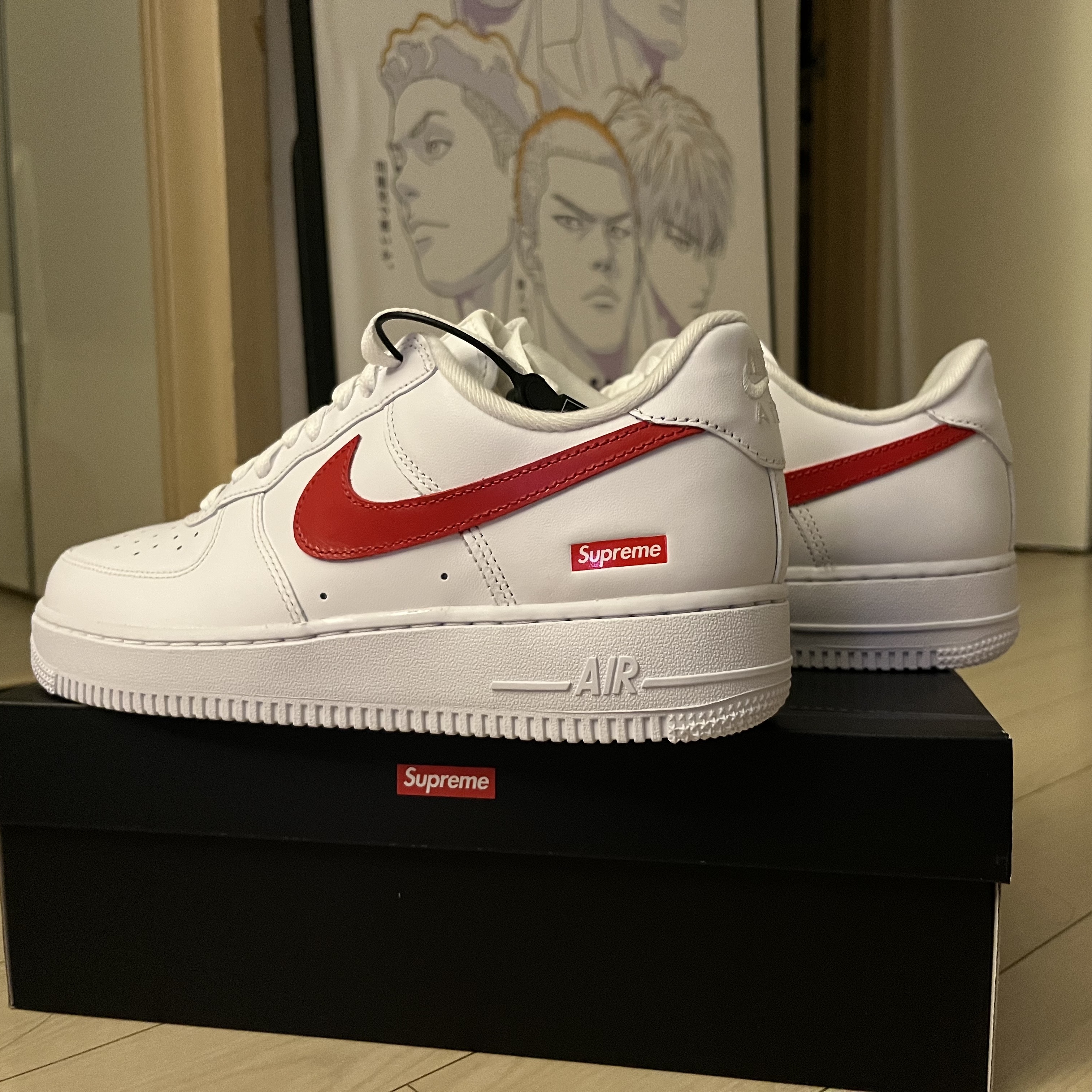 Nike x Supreme Air Force 1 Low White 착용 스타일