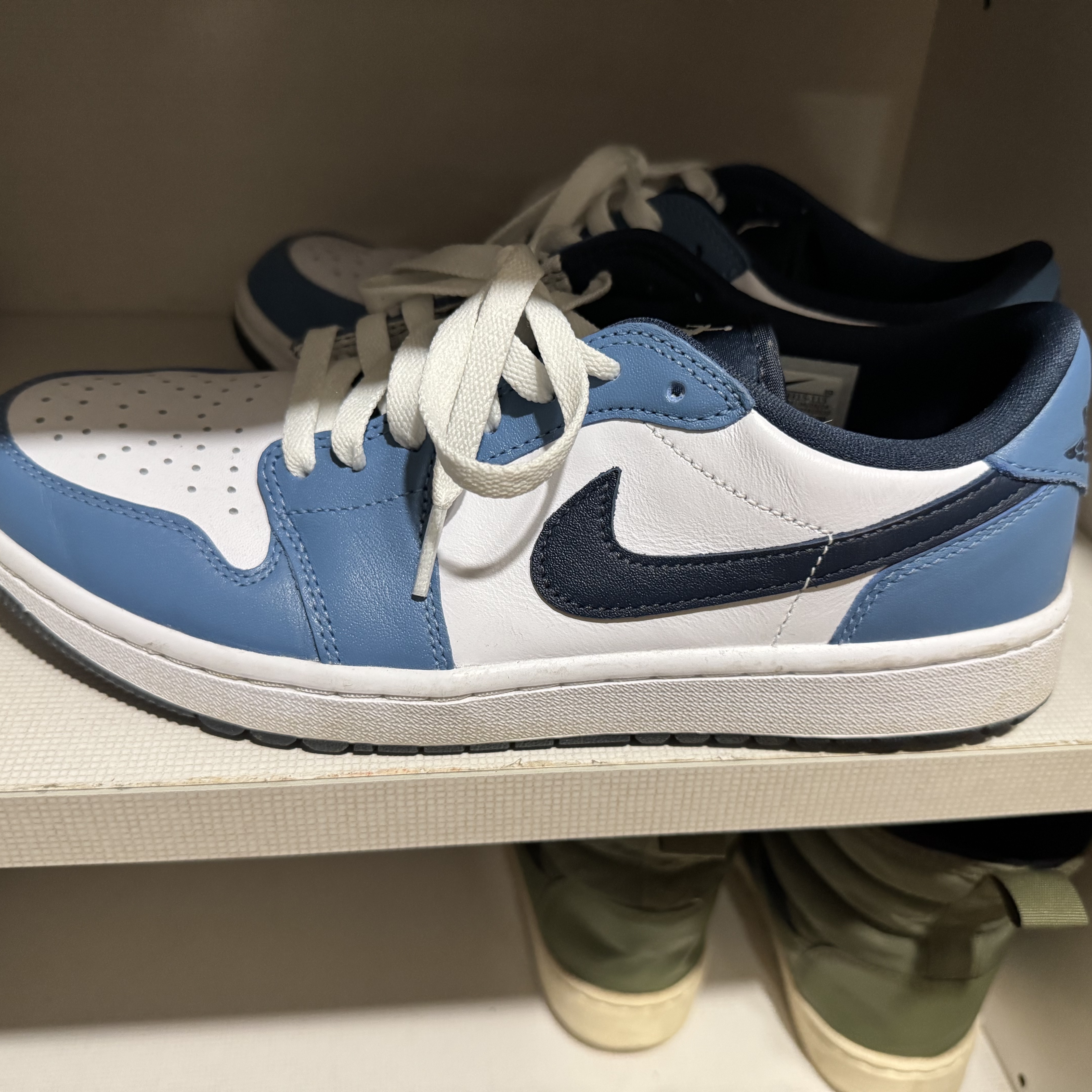 Jordan 1 Low Golf White Aegean Storm 착용 스타일