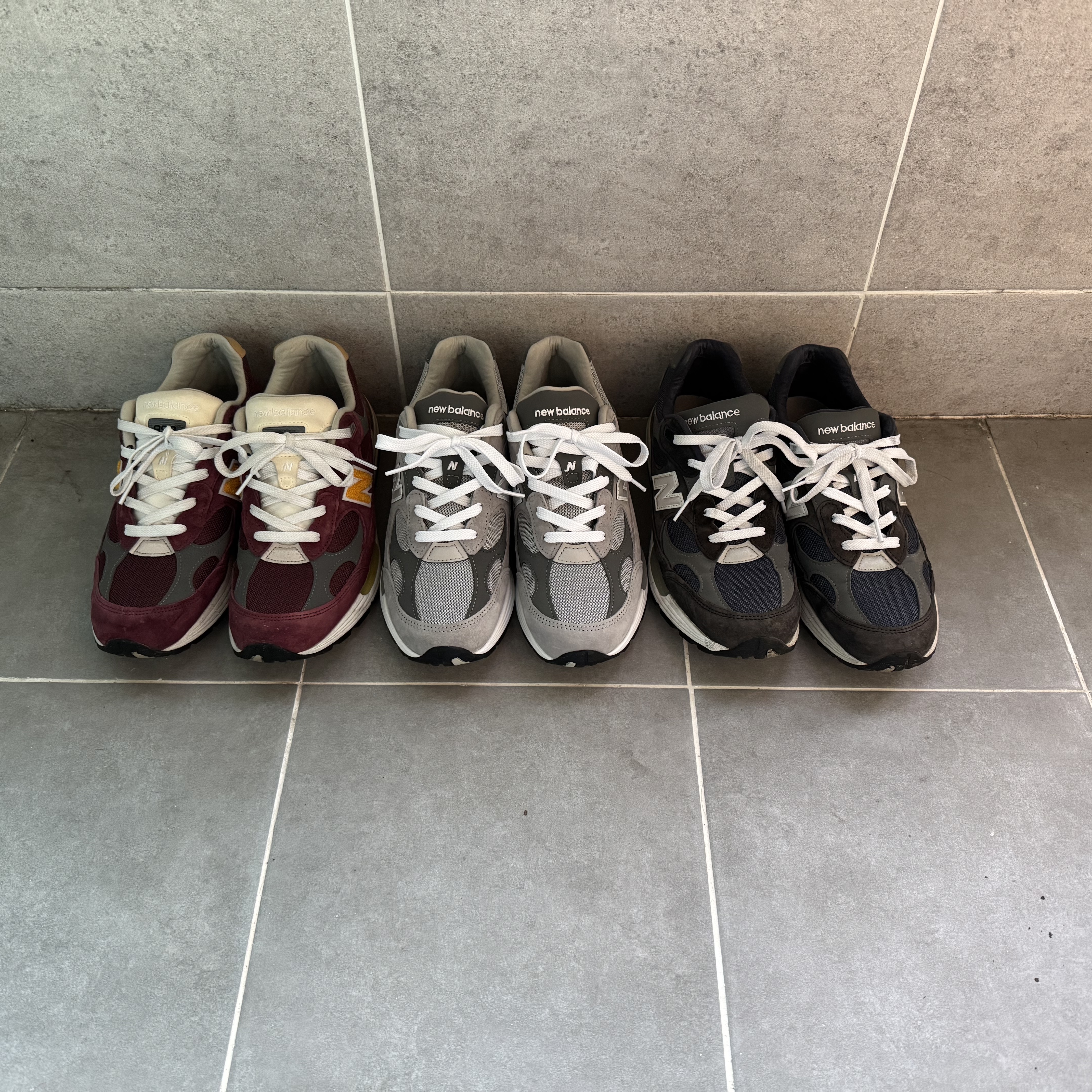 New Balance 992 Made in USA Core Grey Silver Metallic, New Balance 992 Made in USA Navy 착용 스타일