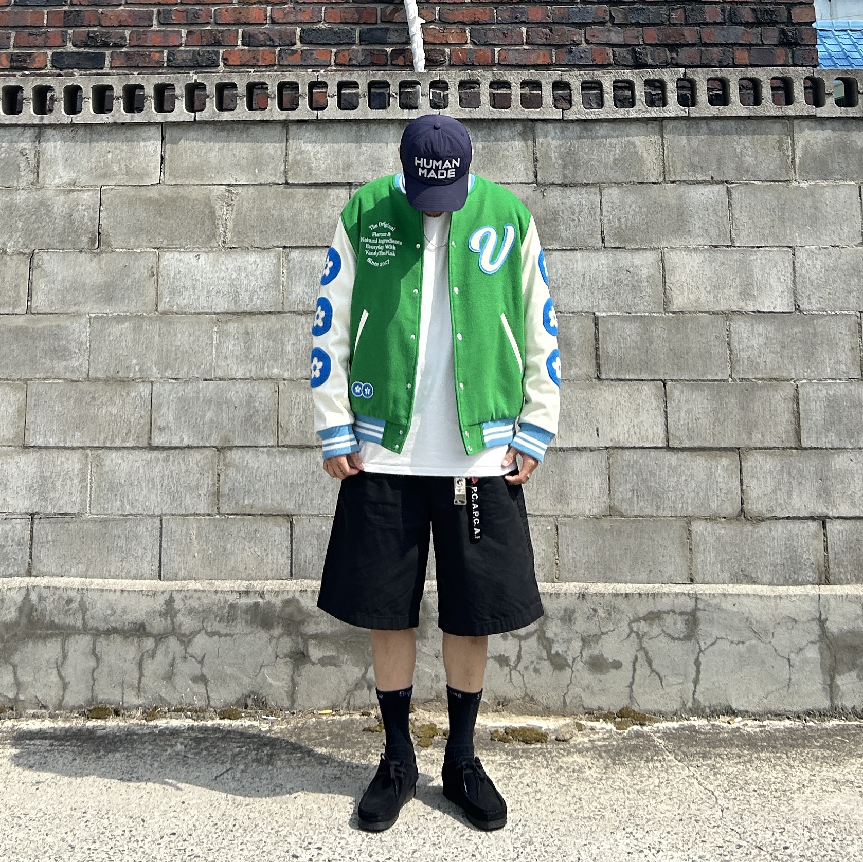 Human Made 5 Panel Nylon Cap Navy, Vandy The Pink Lemonade Varsity Jacket 착용 스타일