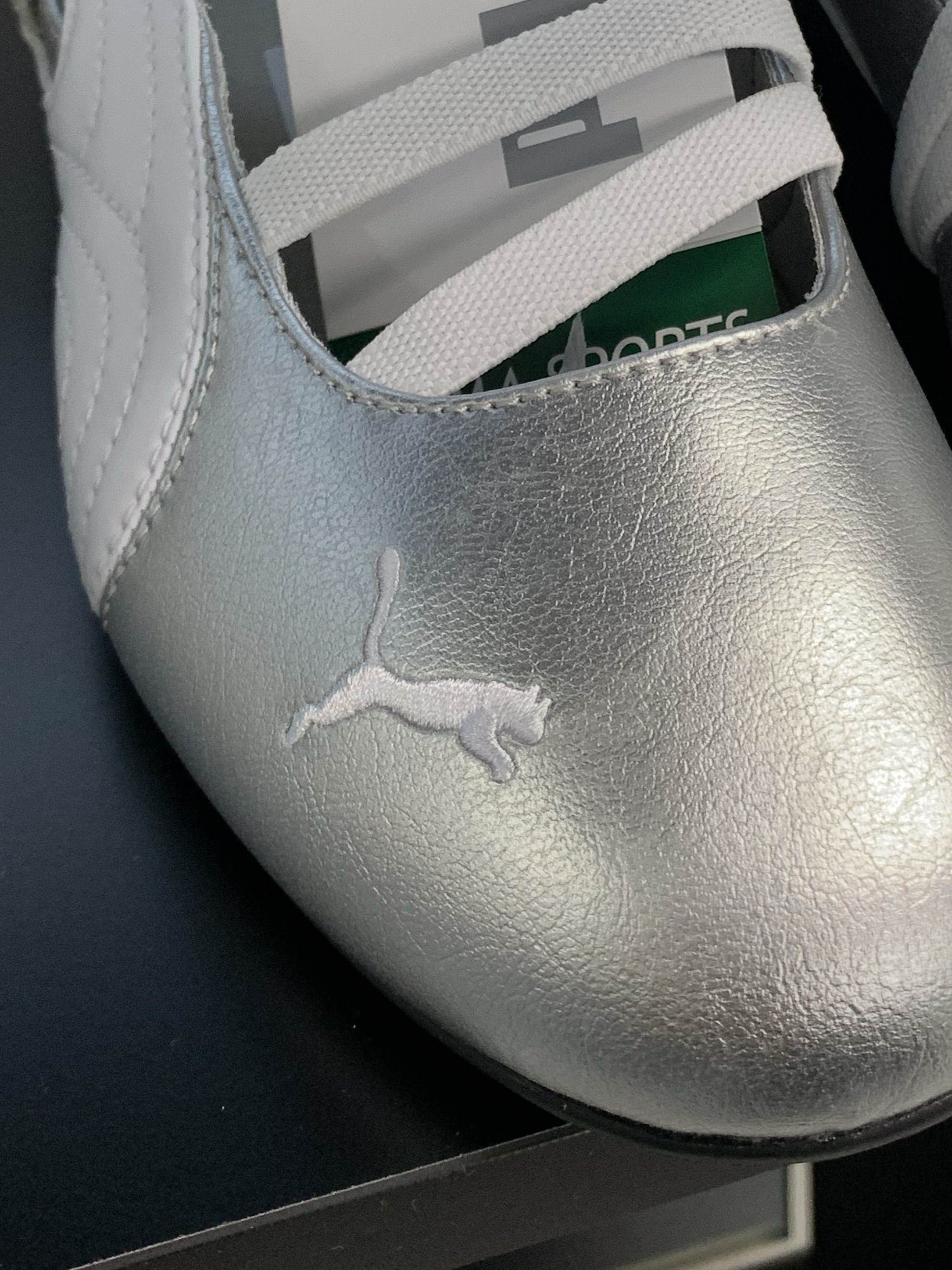 (W) Puma Speedcat Ballet Metallic Puma Silver Puma White 착용 스타일 - 3