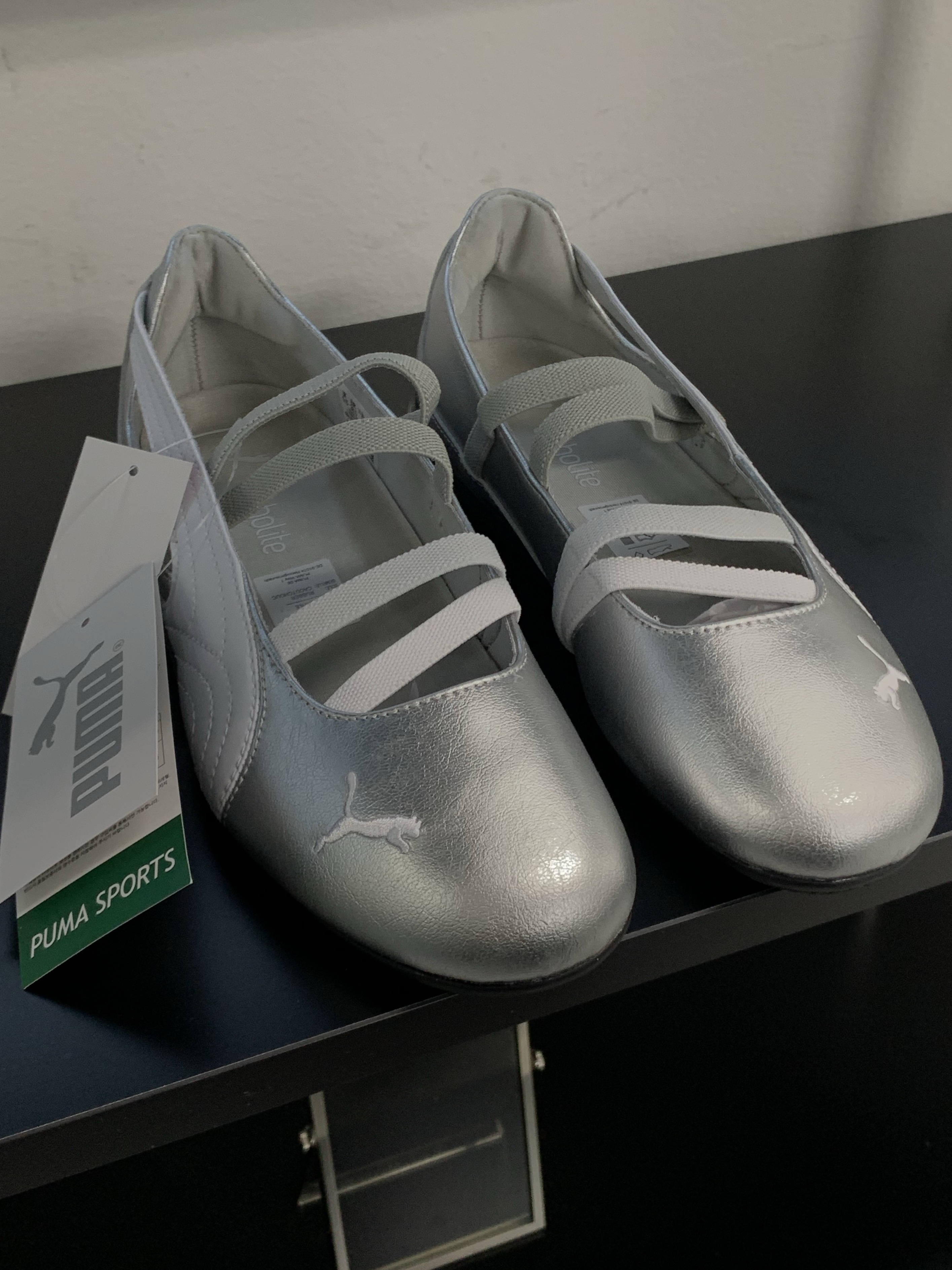 (W) Puma Speedcat Ballet Metallic Puma Silver Puma White 착용 스타일 - 2